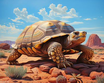 WUIVCTR DIY Easy Acrylic Paint by Number Kits on Canvas, Animal Turtle in Desert, Create Works of Art Easily, 40x50cm, Without Frame