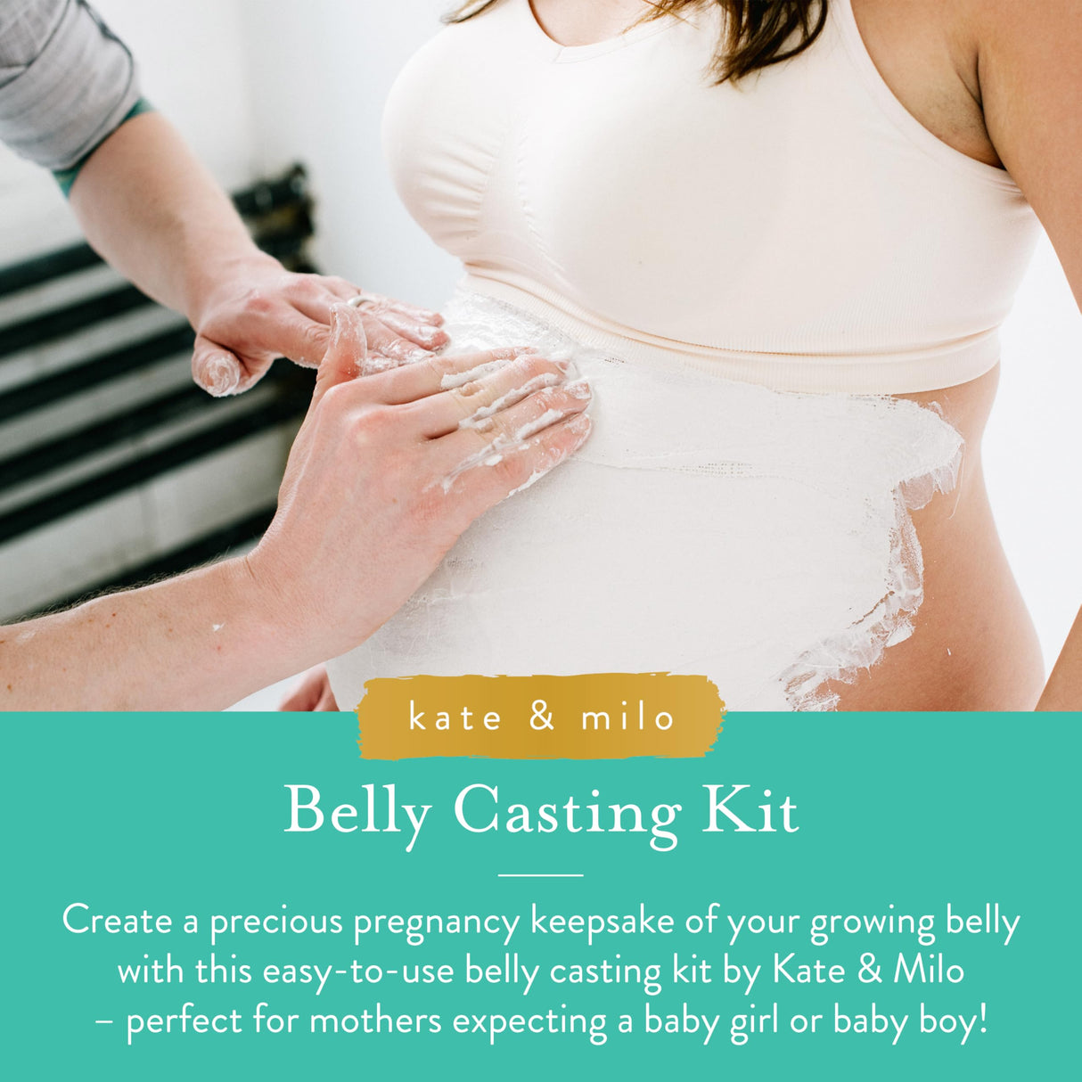 Kate & Milo Belly Casting Kit, Pregnancy Keepsake Making Kit, Easy DIY Plaster Cast Baby Bump Keepsake, Perfect For Expecting Moms and Ideal Nursery Decor Kate & Milo