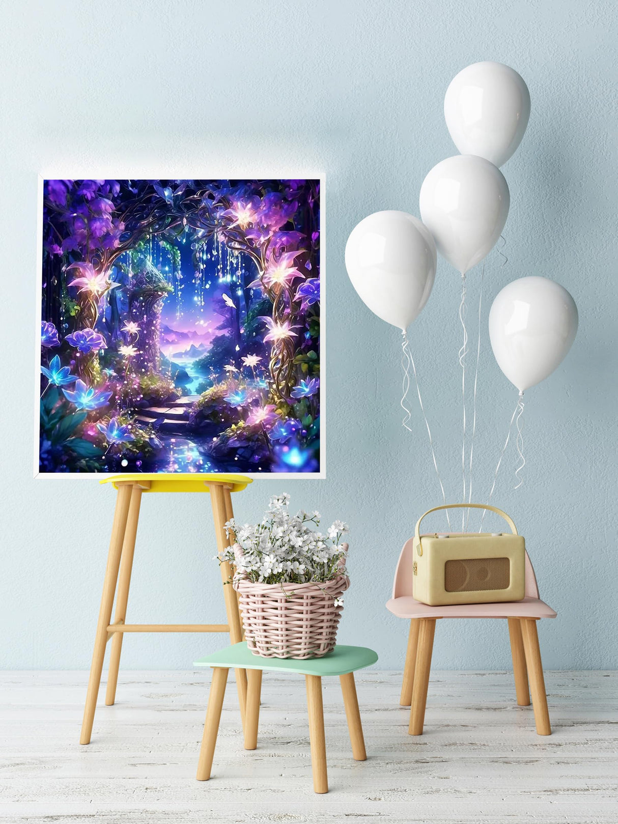 AREOPNMG 5D Flowers Diamond Painting Kits for Adults Beginners,DIY Forest Landscape Diamond Art,Full Round Drill Diamond Dot Gem Art Kits, Home Wall Decor 16x16 Inch AREOPNMG