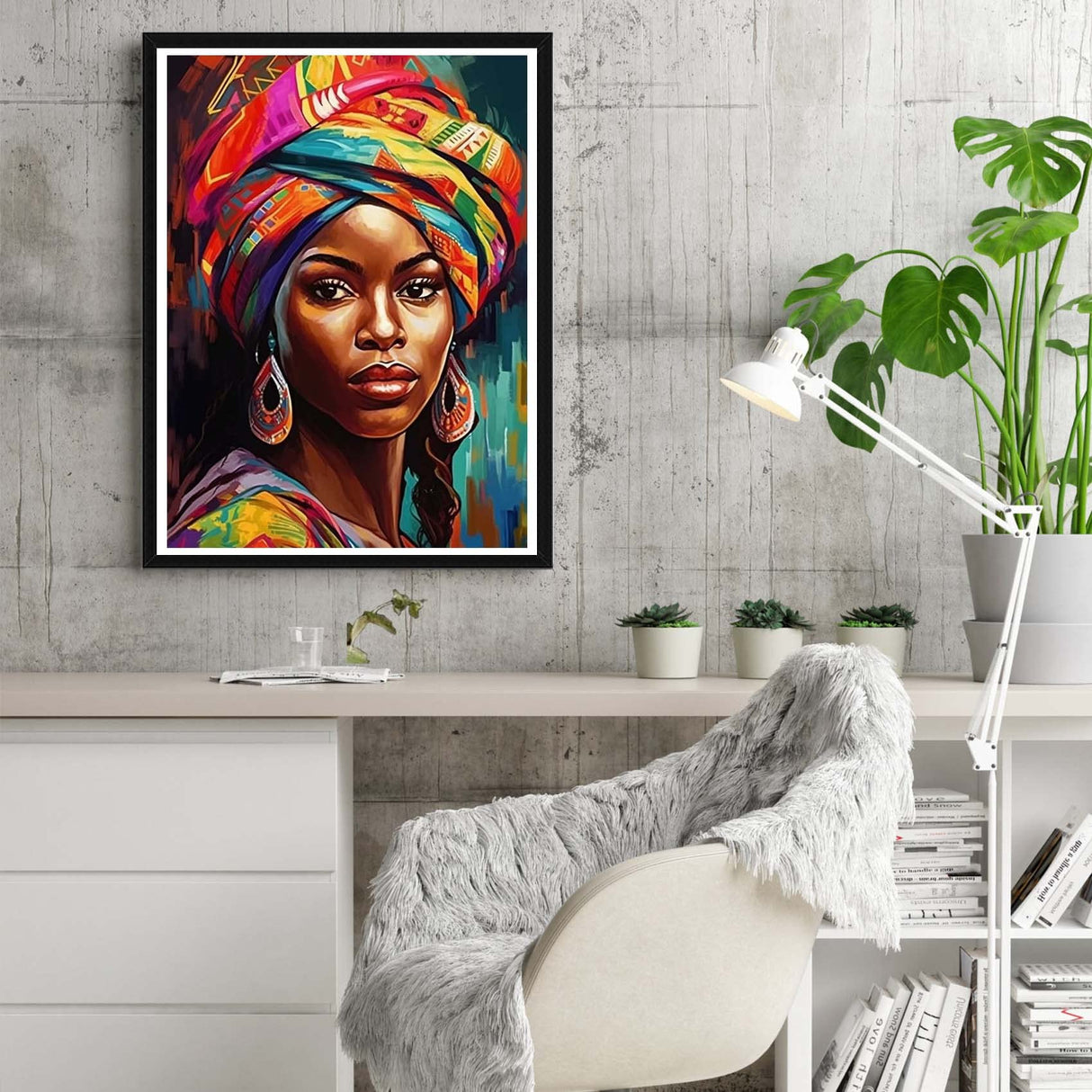 Reofrey DIY Diamond Art Kits for Adults African Woman, Full Drill Round Rhinestone Diamond Painting Kits, Cross Stitch Embroidery Canvas for Crafts Home Wall Decor 30x40cm Reofrey