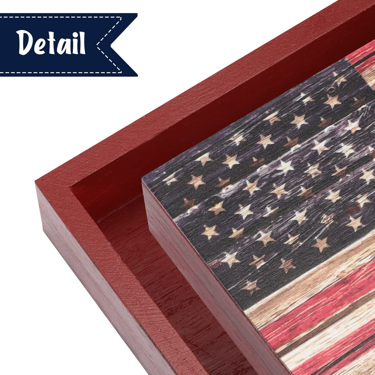 Sintuff Patriotic Wooden American Flag Box Sign 4th of July Wood Block Patriotic Wall Art US Flag Tiered Tray Decorations for Memorial Veterans Day Tabletop Decorations, 7 x 4.7 x 1.6 Inch(Classic) Sintuff