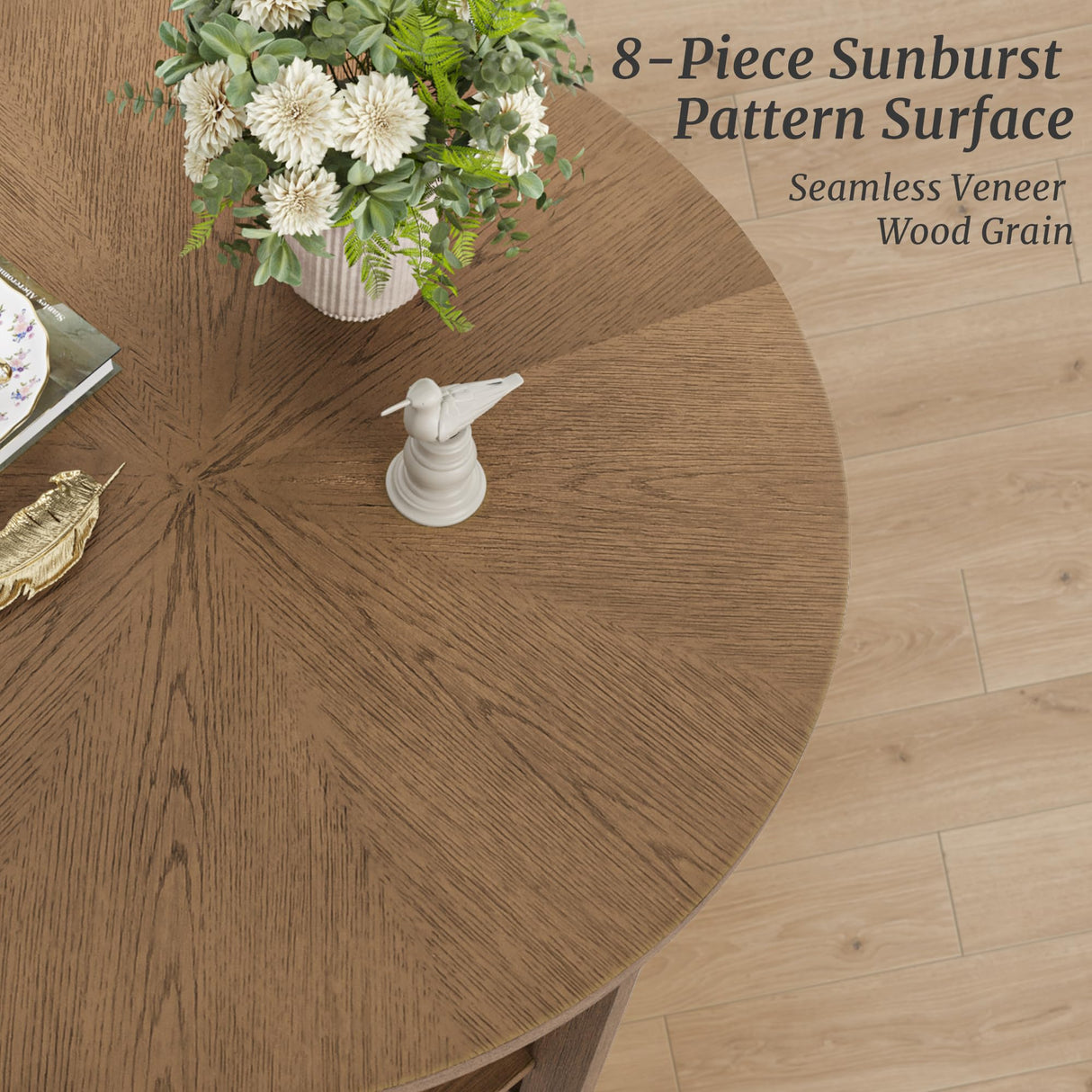 Cozyman Round Coffee Table, 35" Rustic Modern Circle Coffee Tables with 2-Tier Storage Shelf, Sofa Table, Cocktail Table for Living Room, Dark Wood Cozyman