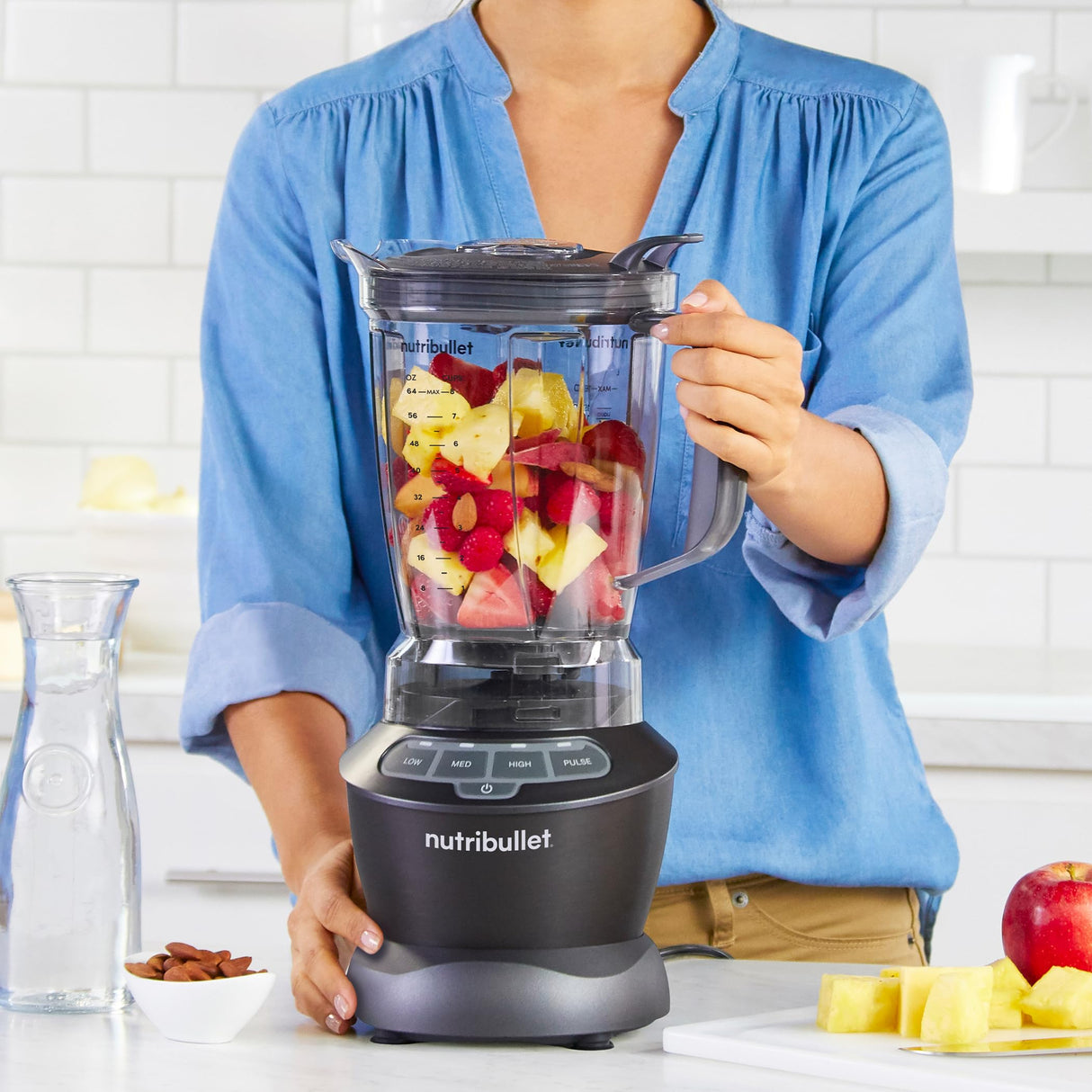 nutribullet Countertop Blender for Shakes, Smoothies, Food Prep, and Frozen Blending, 64 Ounces, 1200 Watt, Dark Gray NBF50400 nutribullet