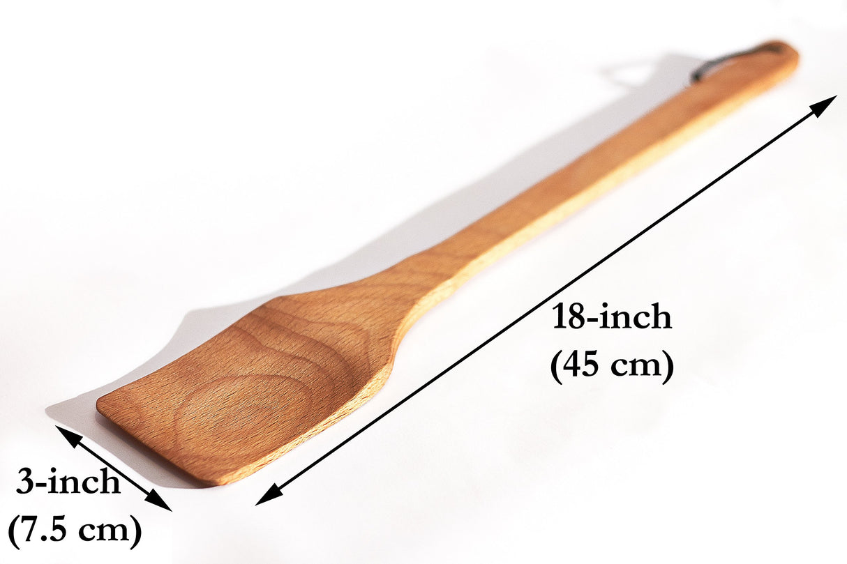 ECOSALL Large Wooden Spoon - 18-inch Heavy Duty Cajun Stir Paddle for Cooking in Big Pots & Wall Décor - Big Spoon For Brewing, Grill, Mixing, Stirring - Solid Natural Hard Wood Long Spatula. ECOSALL
