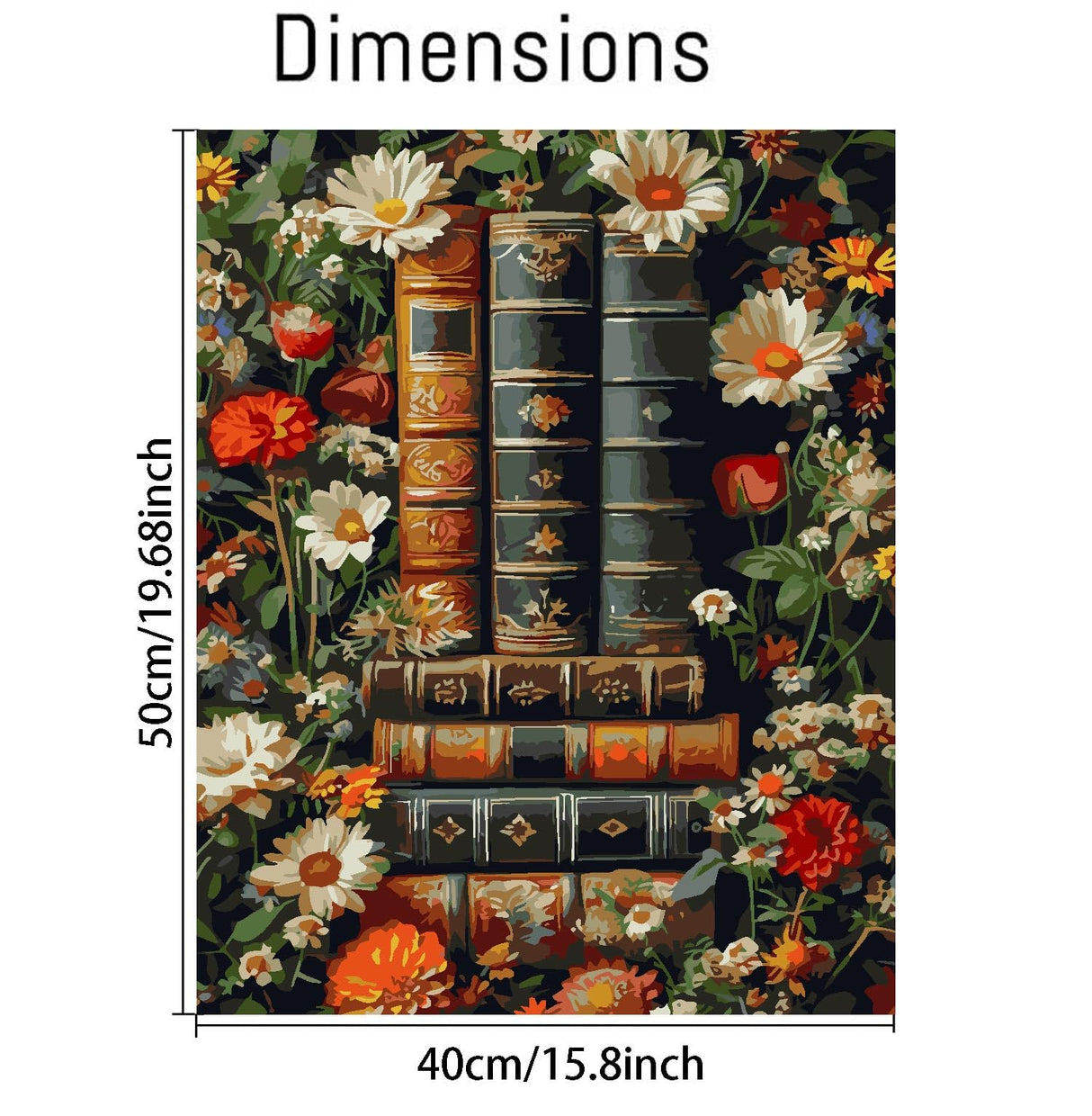 Book Paint by Numbers Kit for Adults Beginner, Flower Adult's Paint by Number Kits On Canvas, DIY Oil Painting Kits for Gift Home Wall Decor 16x20 Inch Clendo