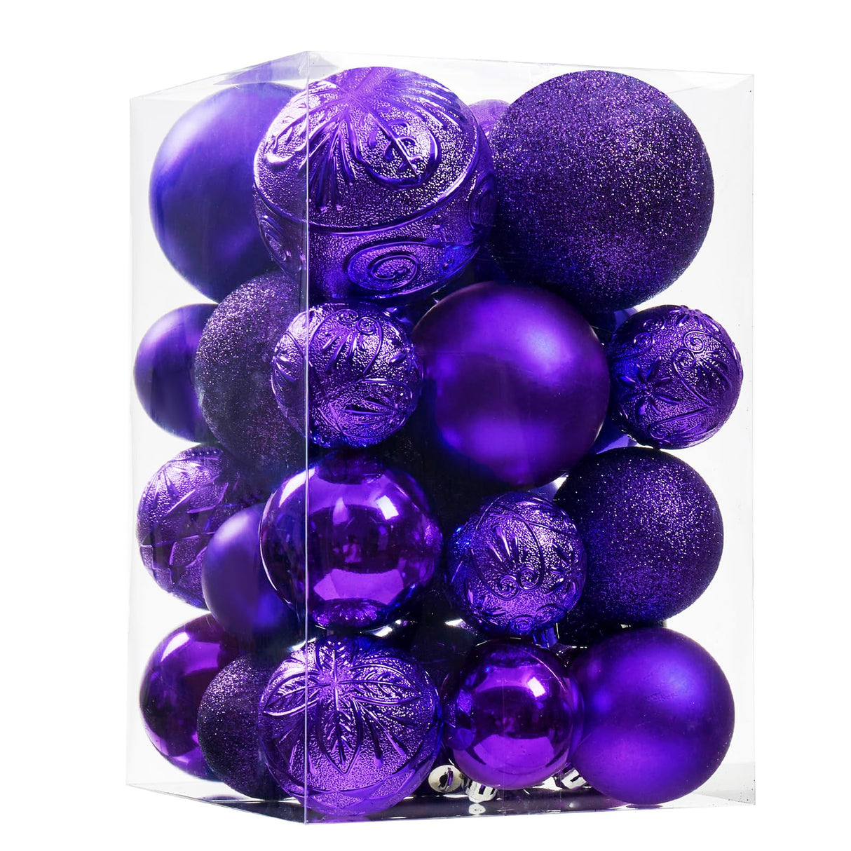 Wironlst Christmas Ball Ornaments - 30pcs Shatterproof Plastic Christmas Ornaments Hanging Ball Decorations for Xmas Tree, Holiday, Wedding, Party (Multi-Size, Purple) Wironlst