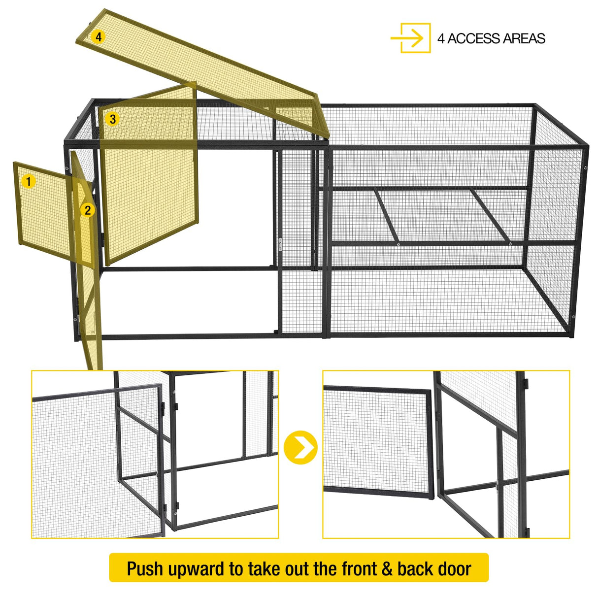 Aivituvin 71" Chicken Coop Run Extension Metal Frame with Perches, Outdoor Rabbit Run Duck House Enclosure with Detachable Door Aivituvin