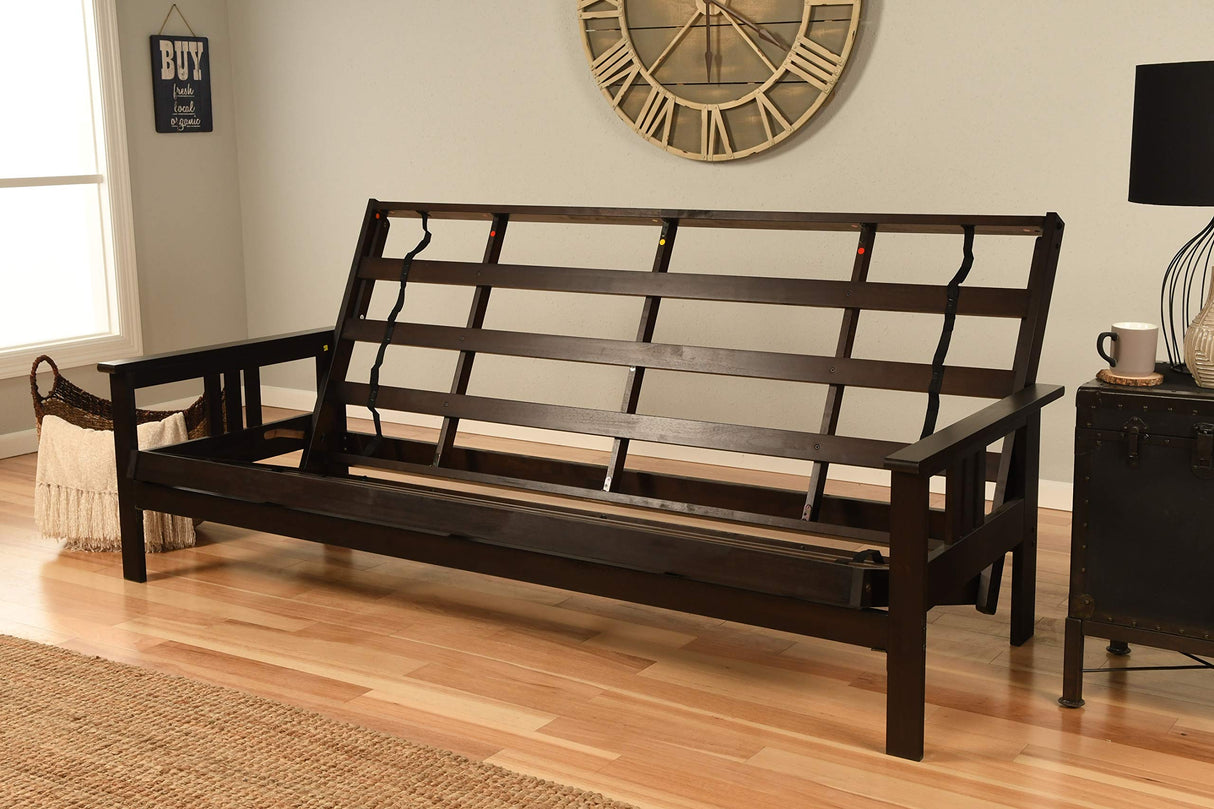 Kodiak Furniture Monterey Queen Futon Set in Espresso Finish, Suede Black Kodiak Furniture