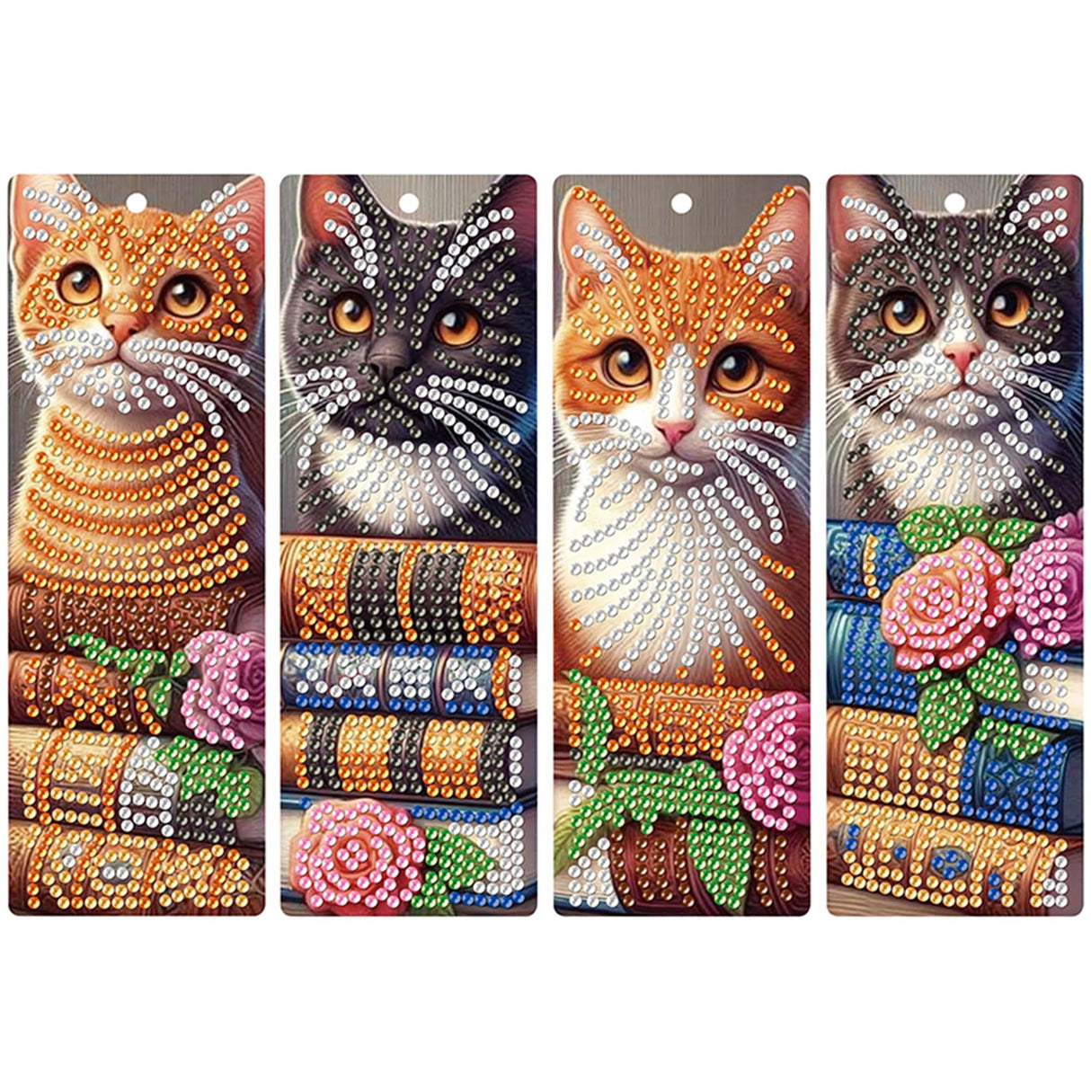 4pcs Cat Diamond Art Bookmarks,Diamond Painting Bookmarks Kits for Adult,DIY Gem Art Small Crafts with Rhinestone Tassel,Paint by Diamonds for Graduation Birthday Reader Gifts. (cat) NDNXYXGS