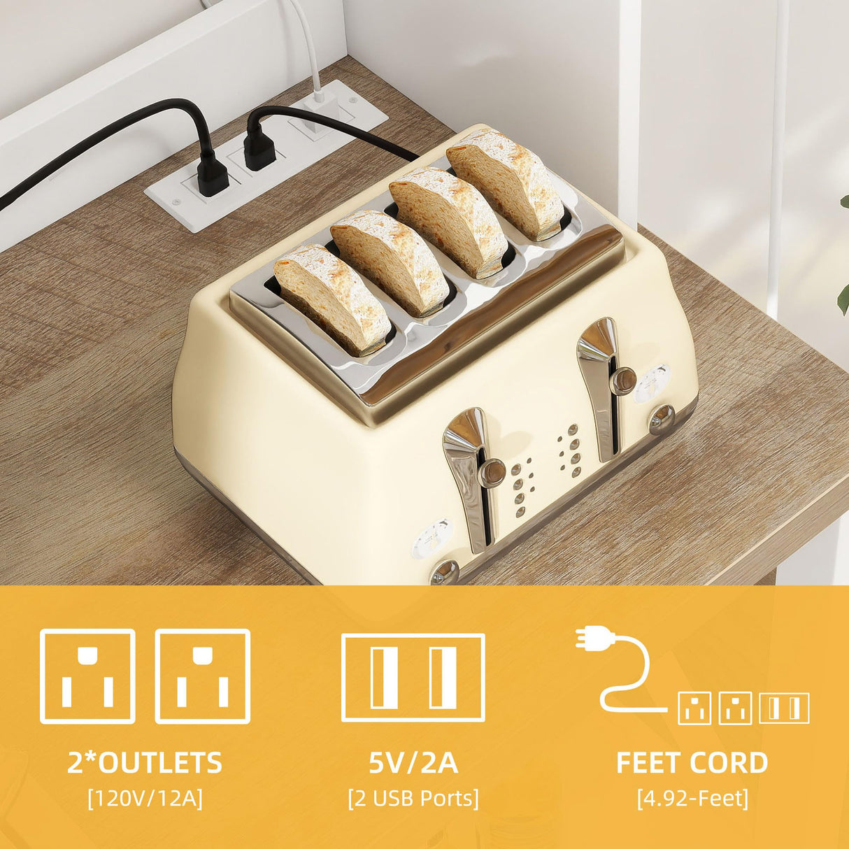 DWVO White Baker Rack with Power Outlet and Storage, Farmhouse Microwave Stand with Door for Kitchen, 5-Tiers Tall Coffee Bar Station Cabinet Thickened Counter with Hutch Shelves DWVO