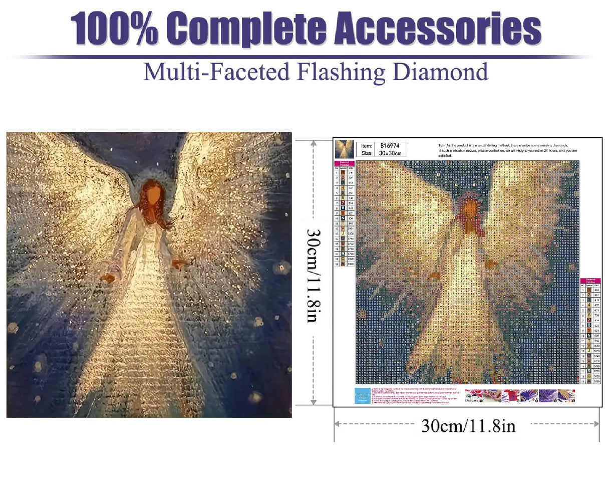 STGLCR Angel 5D Diamond Painting Kits for Adults Beginners,DIY Diamond Art Kit Full Round Drill,Paint by Diamonds Dot Gem Arts and Crafts Crystal Sets,Home Wall Decor 12x12inch STGLCR
