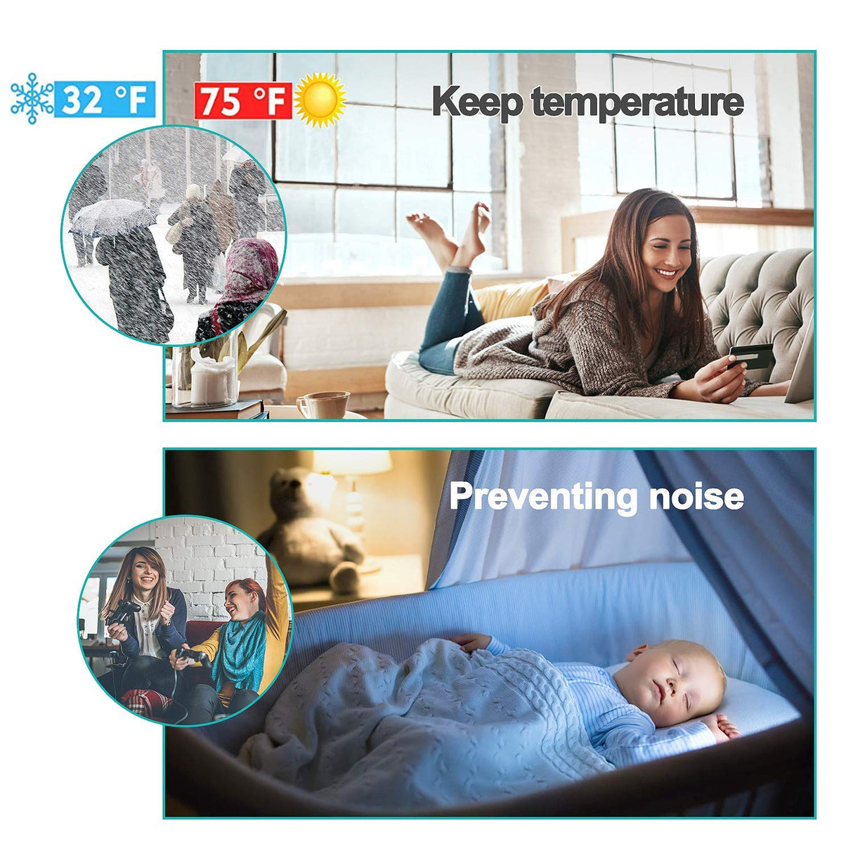 Suptikes 2 Pack Door Draft Stopper,Door Sweep for Exterior & Interior Doors,Door Bottom Seal Dust and Noise Insulation Weather Stripping Draft Guard Insulator, 1.8" W x 37" L,White Suptikes