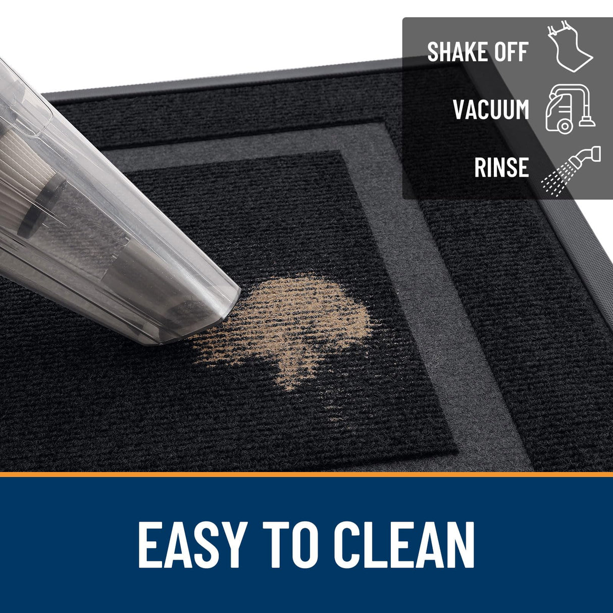 OLANLY Front Door Mat Indoor Outdoor Entrance, Waterproof All-Season, All-Weather Doormat, Sturdy Natural Rubber, Fade Resistant, Low Profile, Easy Clean Patio Porch Entryway Mat, 29.5x17, Black OLANLY