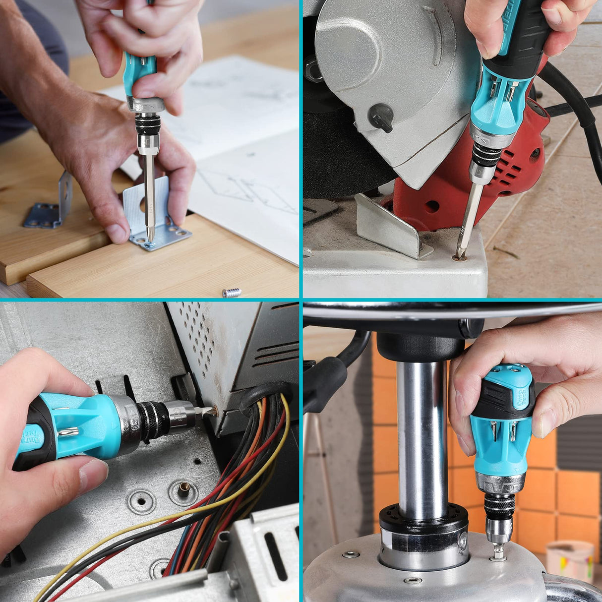 DURATECH 2PCs Ratcheting Screwdriver Set, 12-in-1 Multi-bit Standard/Stubby Screw Driver Set, Premium S2 Steel, Innovated Bits Quick-Load Mechanism, with Phillips, Slotted, Torx, Square Bits DURATECH