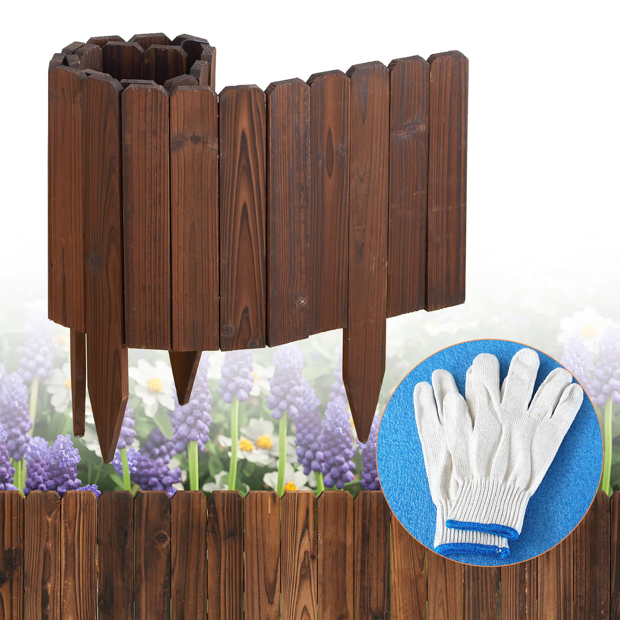 Wooden Garden Fence Wood Garden Edging Border Decorative Landscape Border Edging,Courtyards Planting Tree Fence Yard Patio Path Edging Landscape Edging Flower Bed Fences-11.8'' H x 48'' L (1PACK) GHWIE