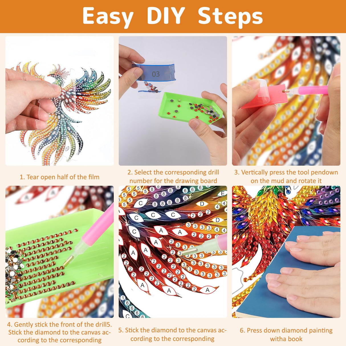 Phoenix Diamond Art Hanging Kits for Adults, Diamond Painting Pendant Kits, DIY Acrylic 5D Special Shaped Crystal Diamonds Gem Art Painting Ornament for Home Wall Decor Gift 8x8 Inch Genius maker