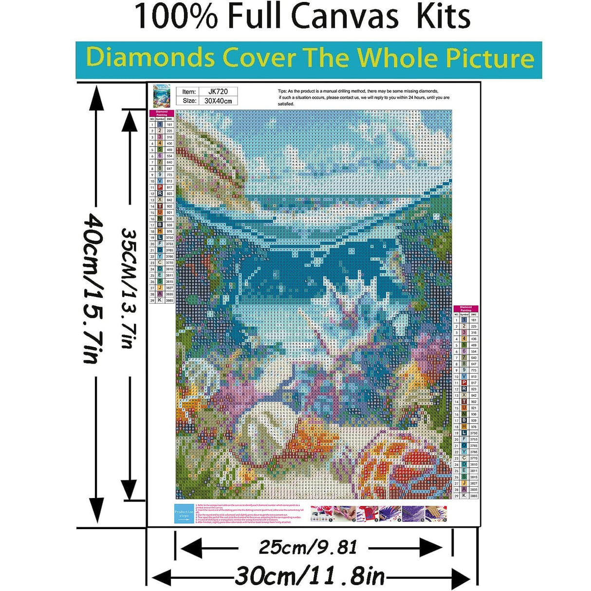 5D Diamond Painting Kits for Adults Beginners, Ocean Scenery Diamond Art, DIY Full Round Drill Diamond Dot Gem Art Kits for Adults, Home Wall Decor 11.8x15.7 Inch Acelii