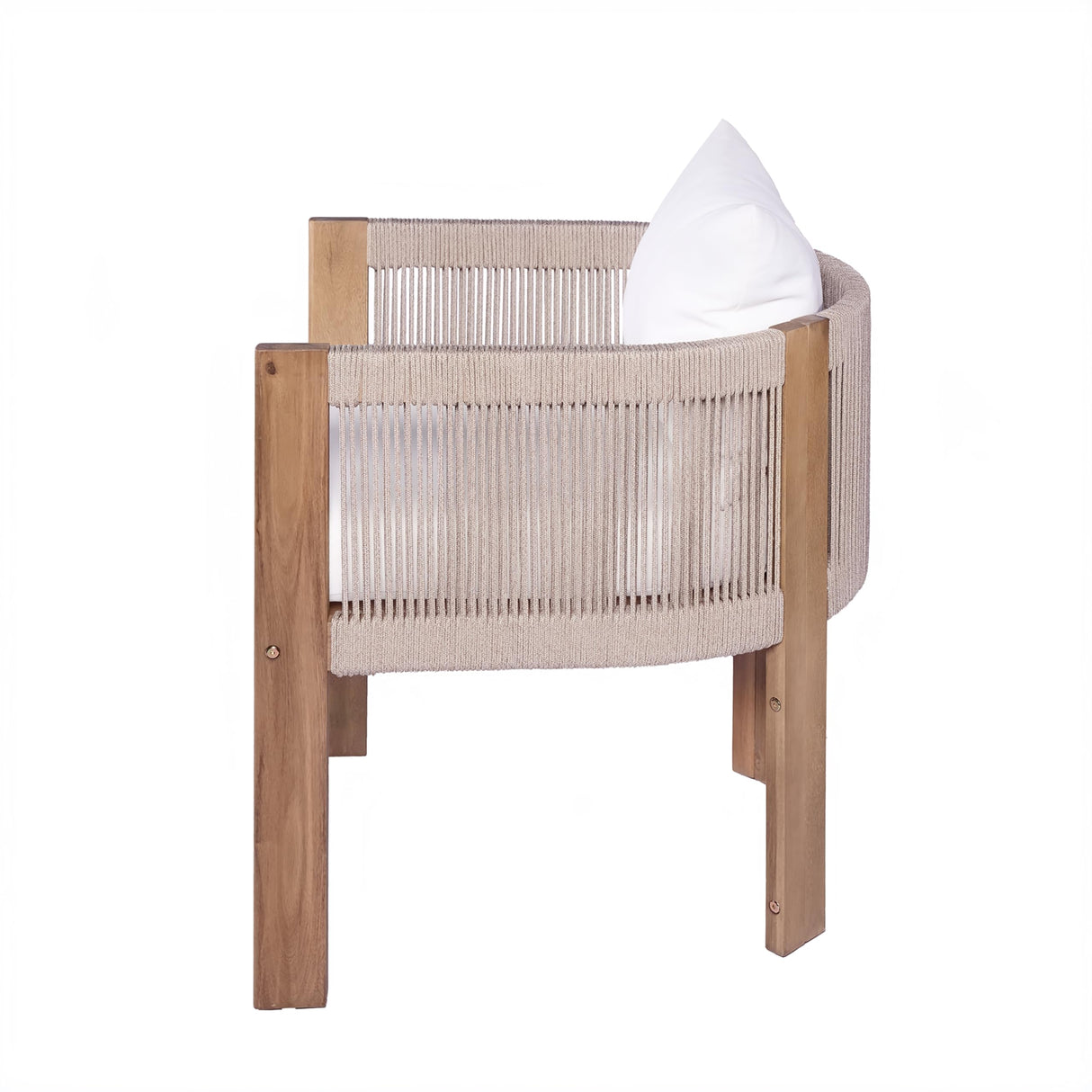 Christopher Knight Home Matera Dining Chair Set of 2, Acacia Wood Outdoor Accent Chair, Farmhouse Patio Kitchen Side Chair, Comfy Reading Chair, Round Backrest and Water Resistant Cushion,Teak+ Beige Christopher Knight Home