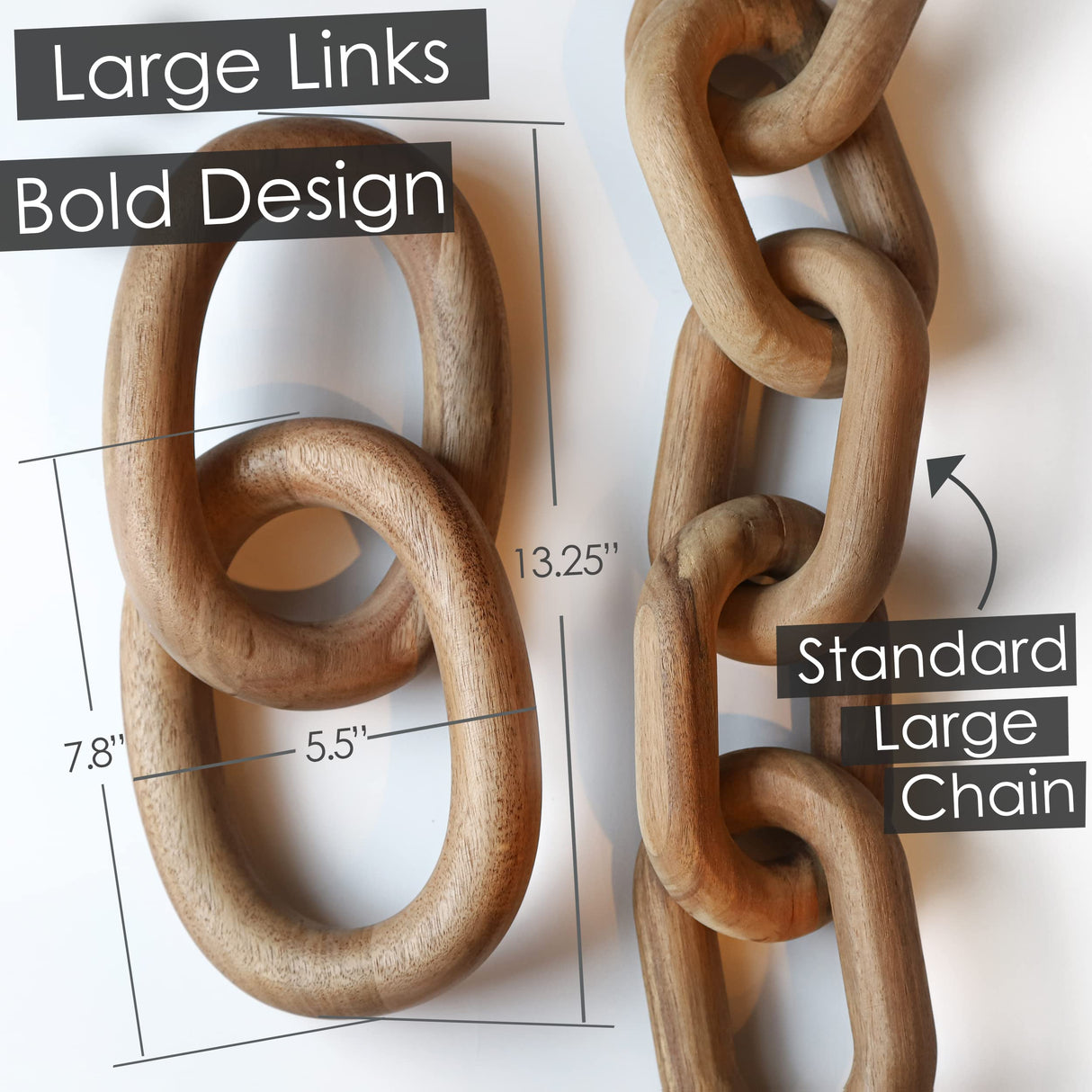 Product Elevations Acacia Wood Knot Decor - Modern Farmhouse Home Decor for Racks & Book Shelves - 13" Rustic 2 Chain Links Coffee Table Decor - Gift Ideas for Housewarming & Weddings Product Elevations