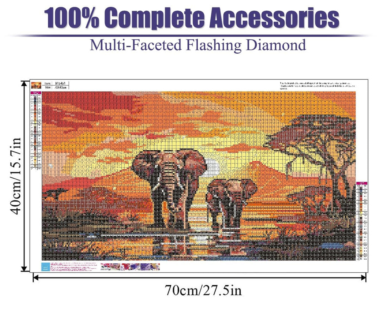 BOHADIY Elephant Diamond Painting Kits for Adults - Art Beginner, Large Size 5D DIY Full Drill Dots Animal Paintings with Diamonds Gem and Crafts Gem Art Painting Kits Home Wall Decor 27.5 x15.7inch BOHADIY