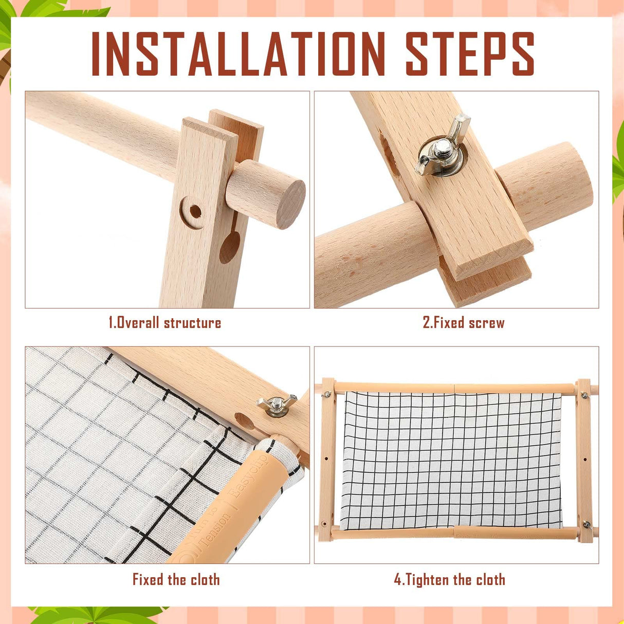 2 Pcs Adjustable Cross Stitch Scroll Frame Bamboo Beech Wood Tapestry Scroll Embroidery Frames for Stitching Quilt Frame Needlepoint Holder for Sewing Projects Craft, 21.5" x 12", 26" x 17.7" Queekay