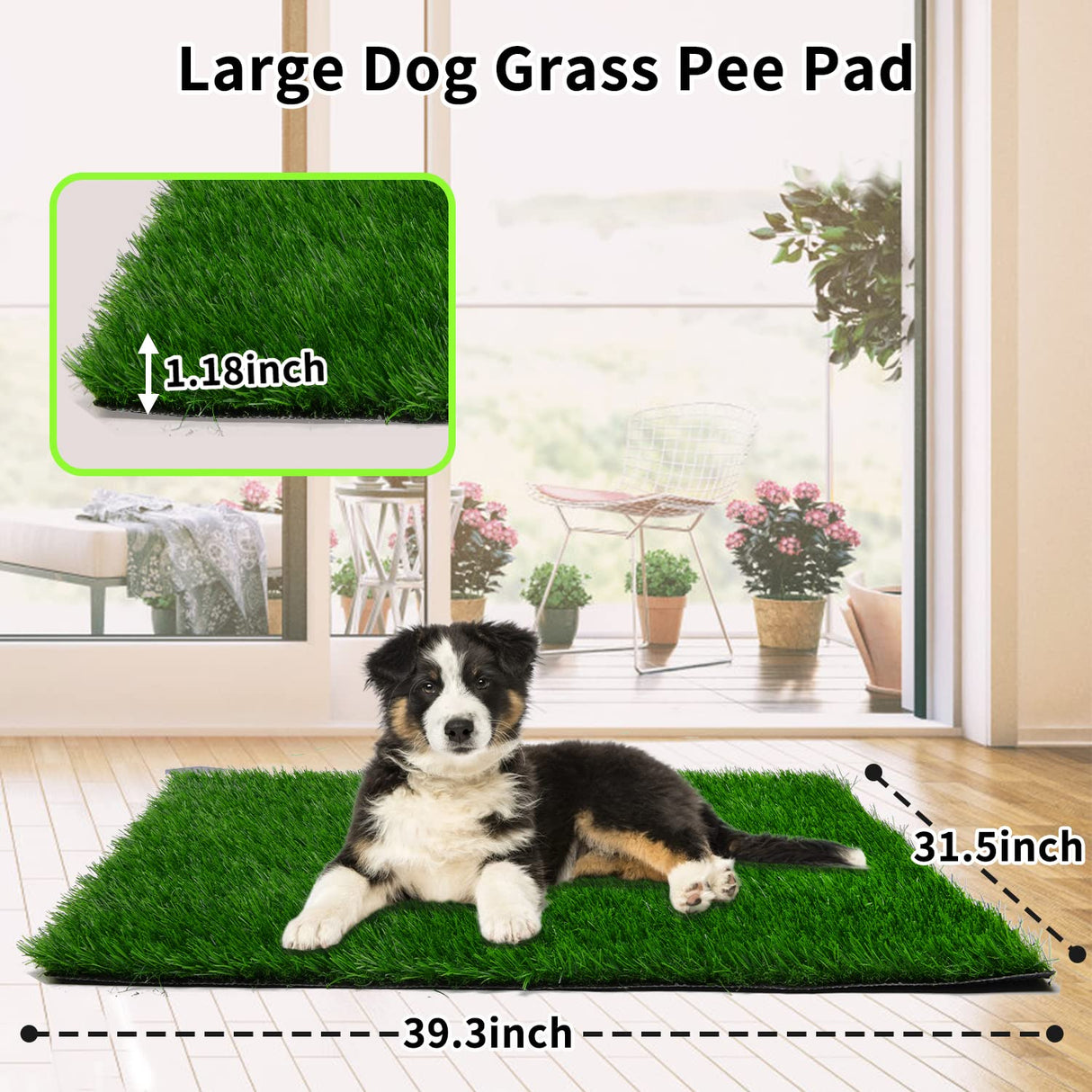 Grass Pad for Dogs 39.3 x 31.5 inches Strong Absorbency Soft Artificial Grass for Pets Potty Training, Easy to Clean Fake Grass for Dog Indoor Outdoor Use(1 Pack) PICK FOR LIFE
