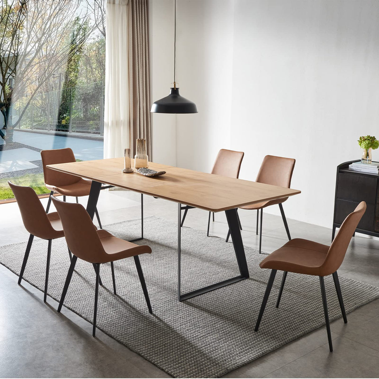 ZckyCine Modern mid-Century Dining Table Dining Room Table and Chairs for 4 Rectangular Wooden Dining Table Extendable Dining Table Space-Saving Multifunctional Dining Table ZckyCine