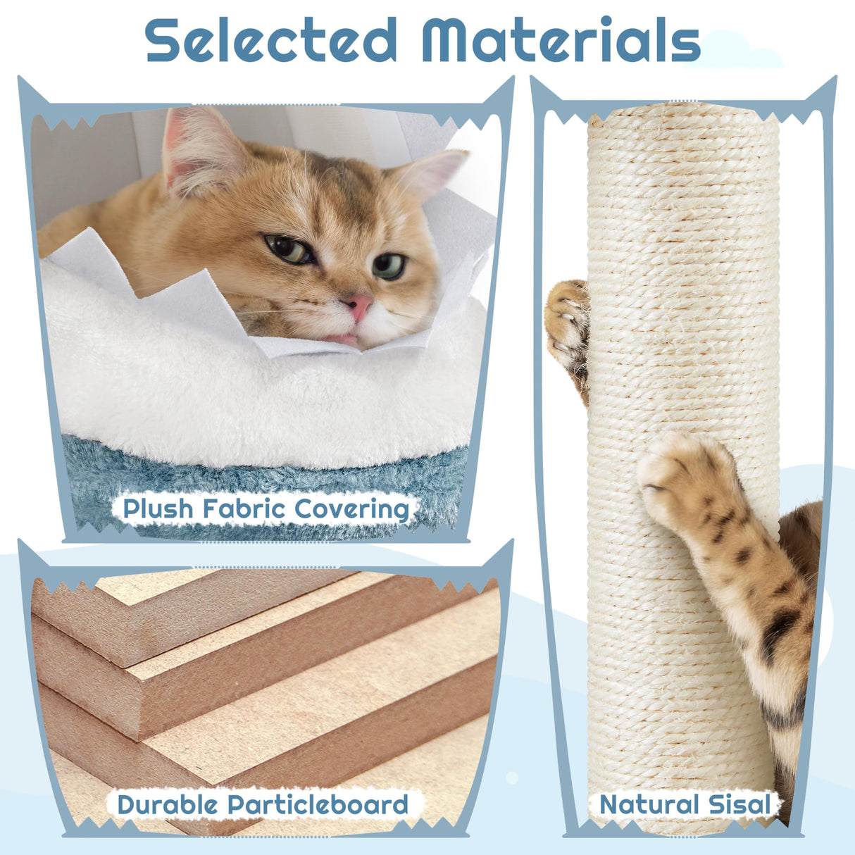 Yaheetech Cat Tree, 72.5inch Ocean-Themed Cat Tree Tower, Multi-Level Large Cat Tree for Indoor Cats with Shark's Mouth Bed & 2 Big Condos & 2 Wide Perches & Funny Toys, Blue & White Yaheetech