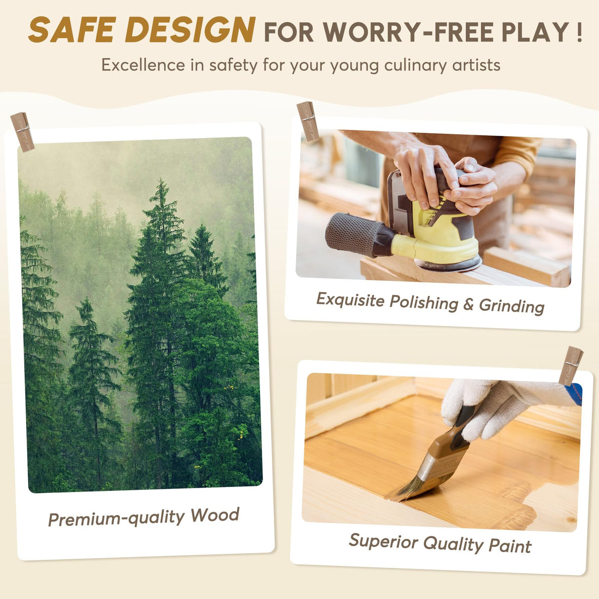 BIERUM Play Kitchen with Realistic Lights & Sounds, Wooden Kitchen Playset Chef Pretend Play Set for Toddlers, Toy Kitchen with 26 Pcs Toy Food & Cookware Accessories, Gift for Ages 3+ BIERUM