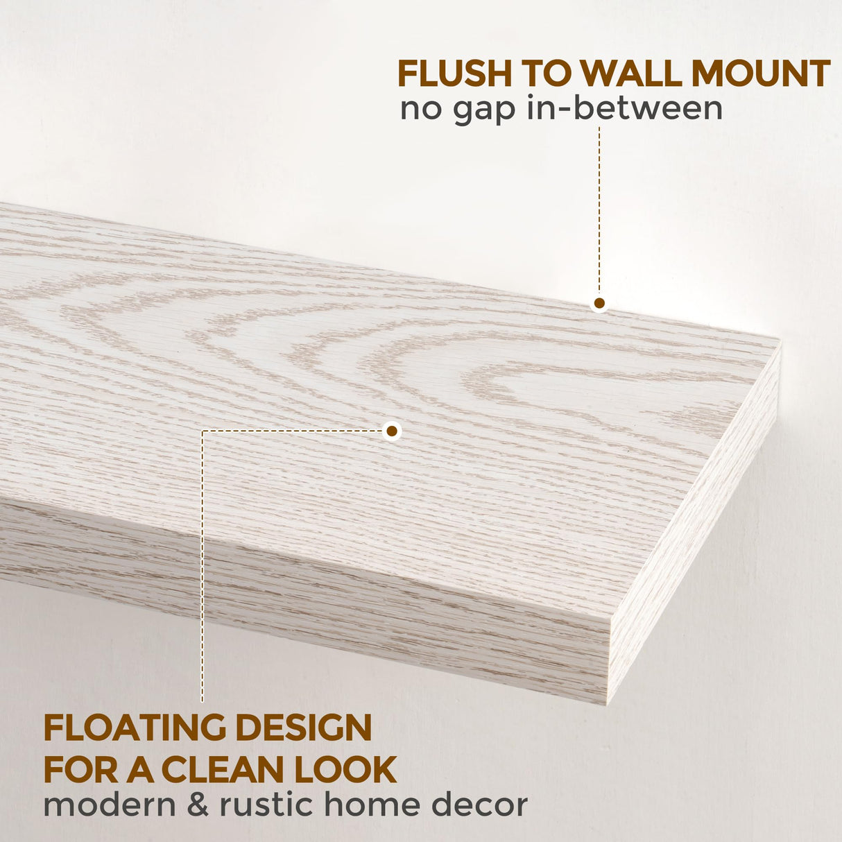 Fun Memories 24W x 9.3D Floating Shelves, 9.3" Deep Wall Shelves Set of 2, Farmhouse Rustic Wood Shelf 24 Inch Long, Large Display & Storage Shelves for Book, Living Room, Bathroom, Kitchen - Brich Fun Memories