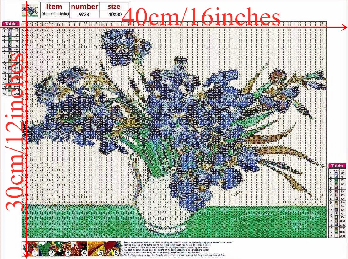 NIHO-JIUMA Diamond Painting Kits Irises, DIY 5D Full Drill Diamond Art Gift for Adult/Teen, Home Decoration (30 X 40 cm / 12 X 16 inches) NIHO-JIUMA