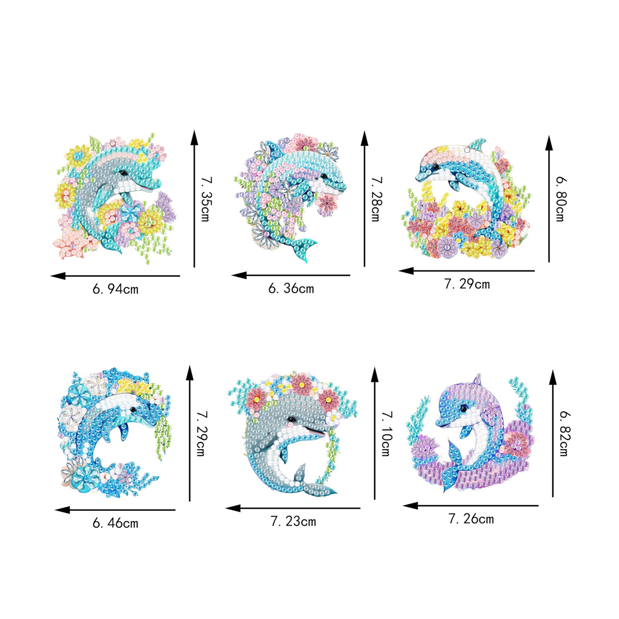 YUE ZHE 6PCS Dolphin Diamond Painting Keychains Dolphin Diamond Art Kits for Adults Double Sided DIY 6D Painting for Adults Beginners DIY Crafts Decor YUE ZHE