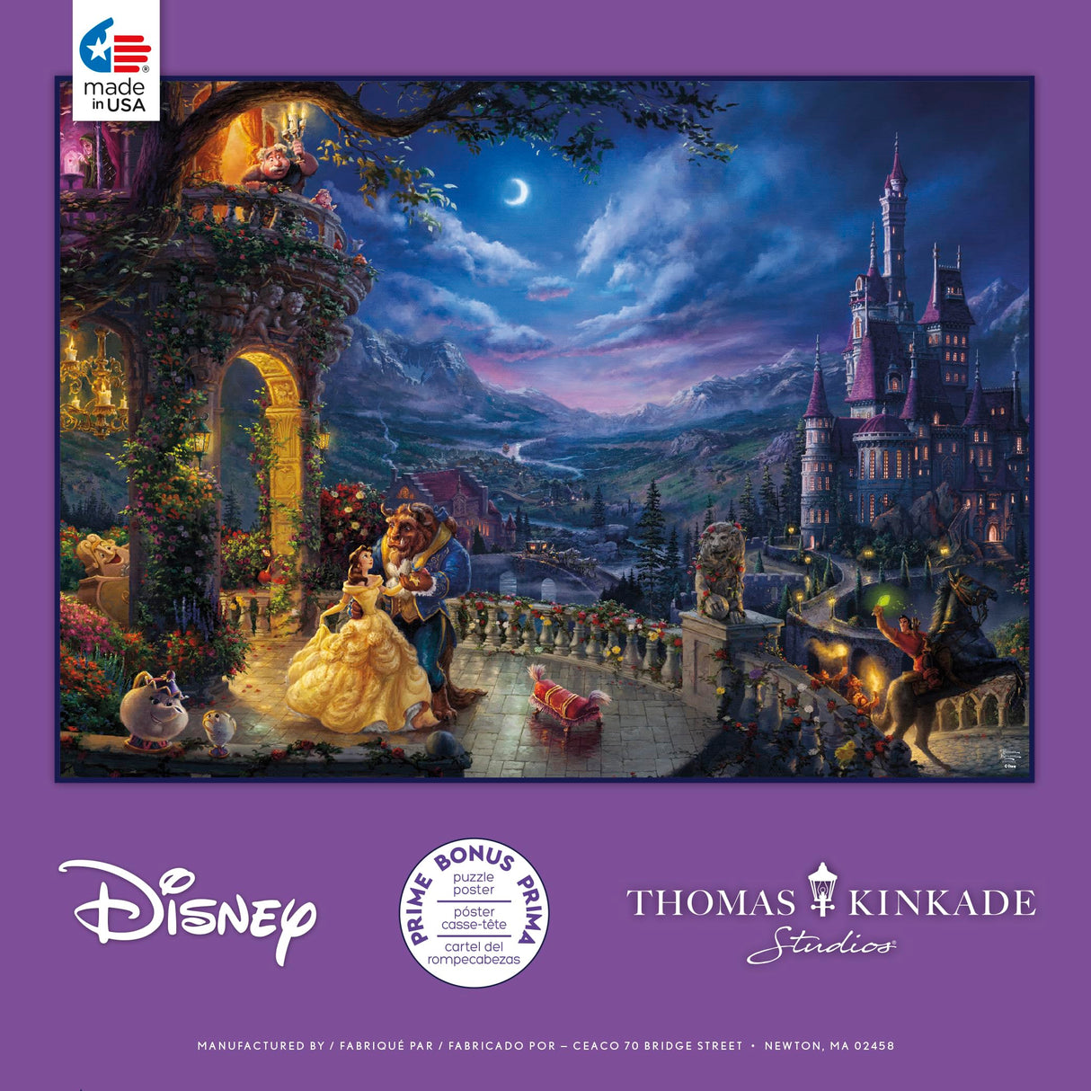 Ceaco - Thomas Kinkade - Disney - Beauty & The Beast Dancing in The Moonlight - 1000 Piece Jigsaw Puzzle Ceaco