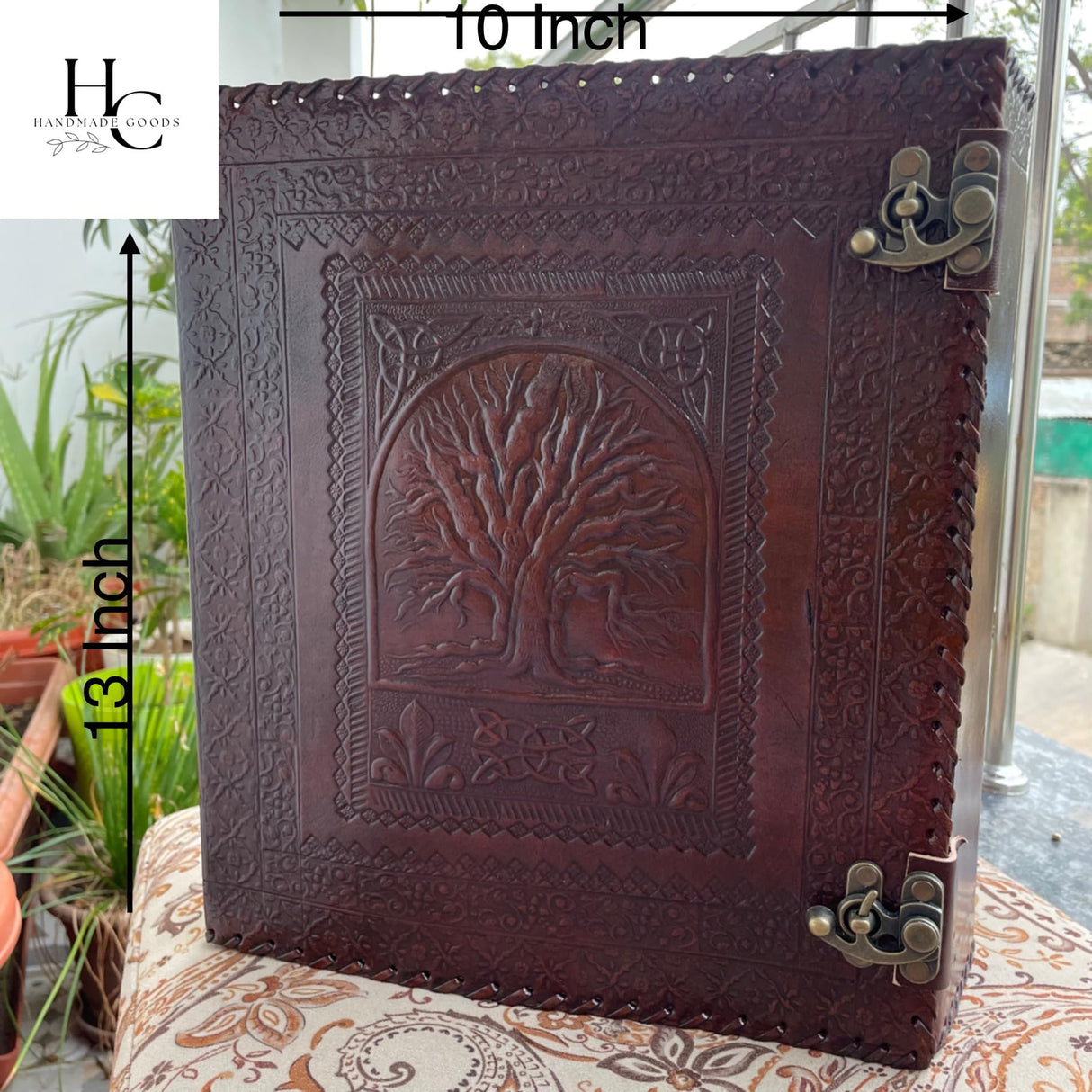 handborncraft Leather Ring Binder, Leather Portfolio for Men, 3 inch Large 3 Ring Leather Binder,Tree of Life Leather Binder, Leather Folder Organizer handborncraft