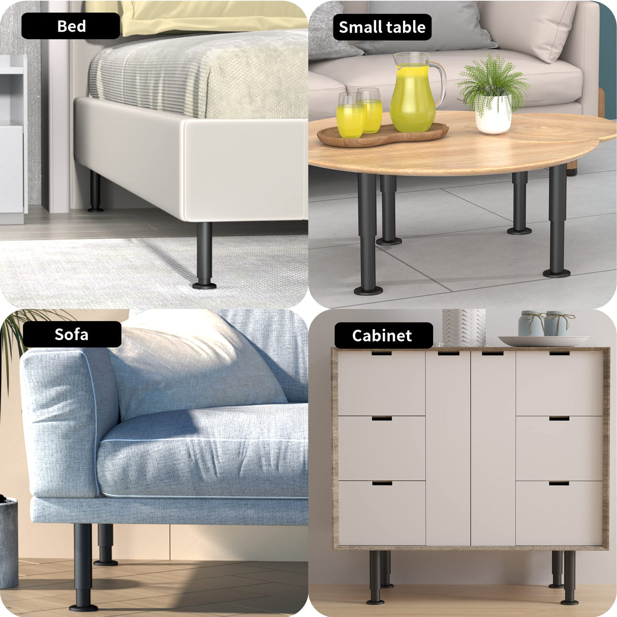 Adjustable Metal Furniture Legs 3.15-4.72 Inch – Perfect for Sofas, Beds, Tables & More by Wlrrcwdttc Wlrrcwdttc