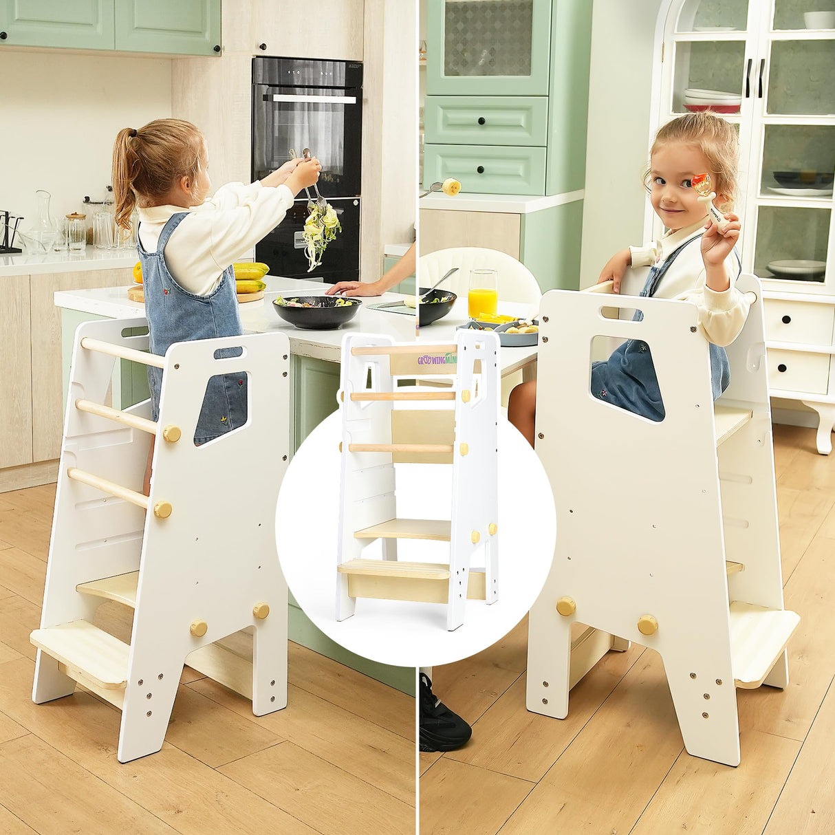 GroowingMind Toddler Tower - Adjustable Montessori Multi-Use Toddler Kitchen Stool, Safe Toddler Tower, Essential Toddler Game Changer- Perfect Toddler Chair GroowingMind