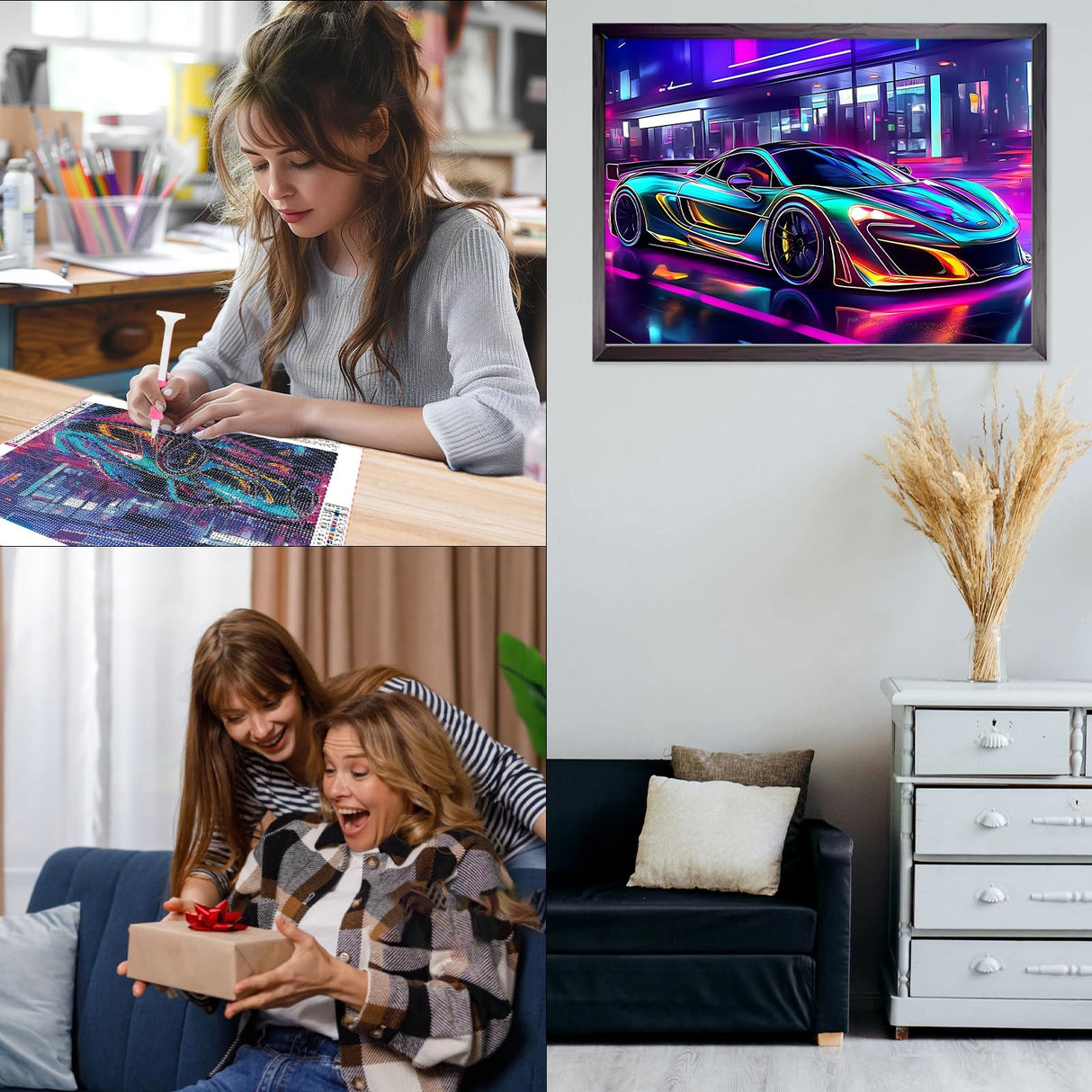 CEOVR Sports Car Diamond Art Kits for Adults, Car 5D DIY Full Drill Diamond Painting Dots Gem Art, Adult Crafts Kits Arts and Crafts, Wall Decor for Home Office 12x16inch CEOVR