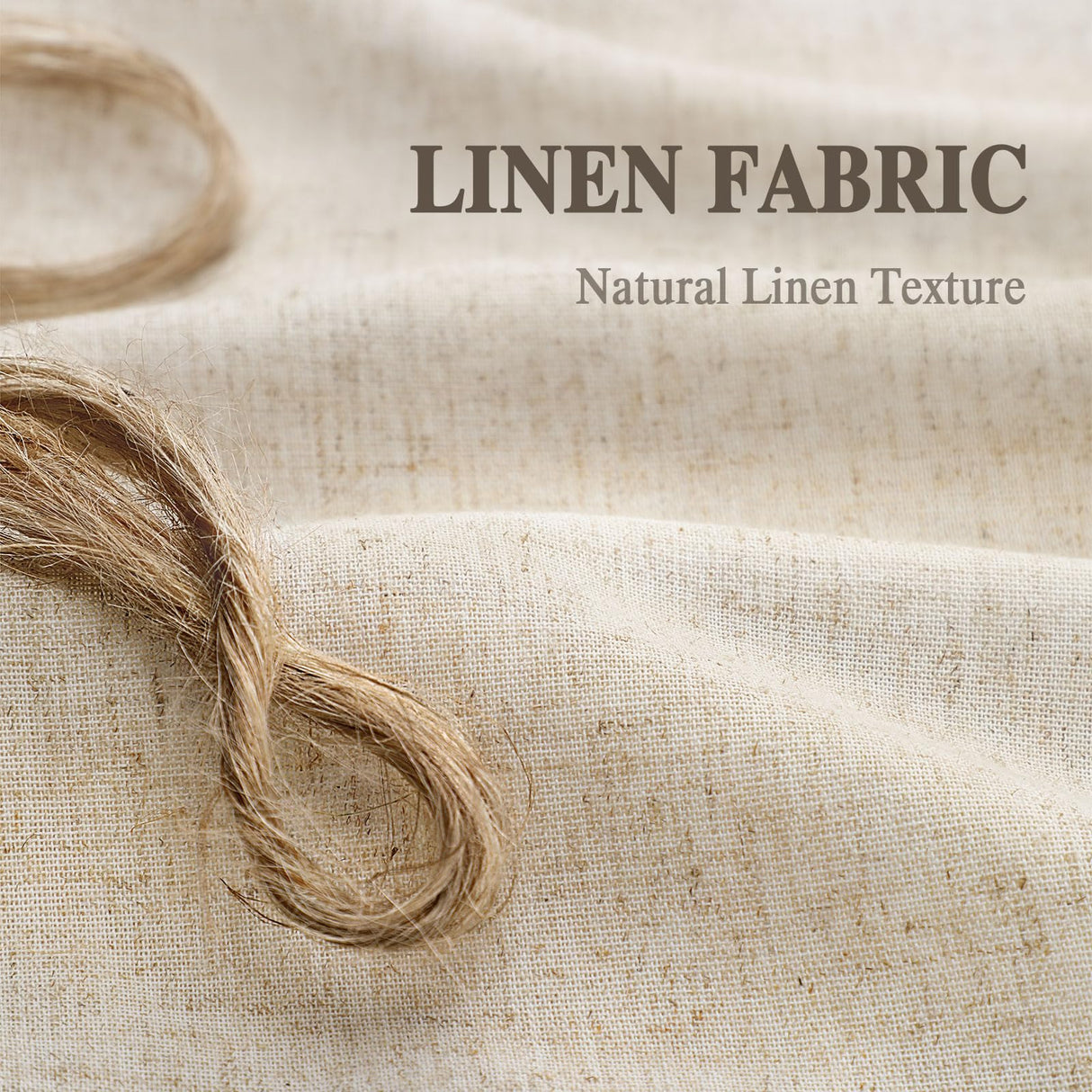 Awellife Linen Button Farmhouse Beige Shower Curtain,Linen and Cotton Woven Fabric,Pleated Brown Stripe,Country Style,72x72 Inch Awellife