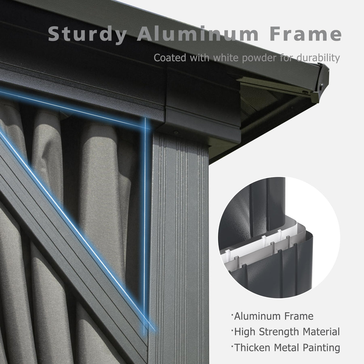 SHPAI Hardtop Gazebo 10x14FT, Aluminum Outdoor Gazebo with Galvanized Steel Double Roof Canopy, Curtains and Nettings, Metal Gazebo Permanent Pavilion for Patio Wedding, Party, Outdoor Dining, Gray SHPAI