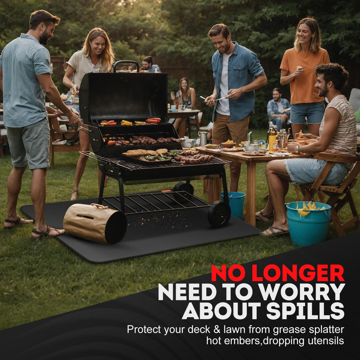 AIRSHOOTER 48 x 30 inch Under Grill Mats for Outdoor Grill, Double-Sided Fireproof Grill Pad, Waterproof Oil-Proof Grill Floor Pads Fire Pit Mat, Grill Pads for Outdoor Grill Cooking AIRSHOOTER