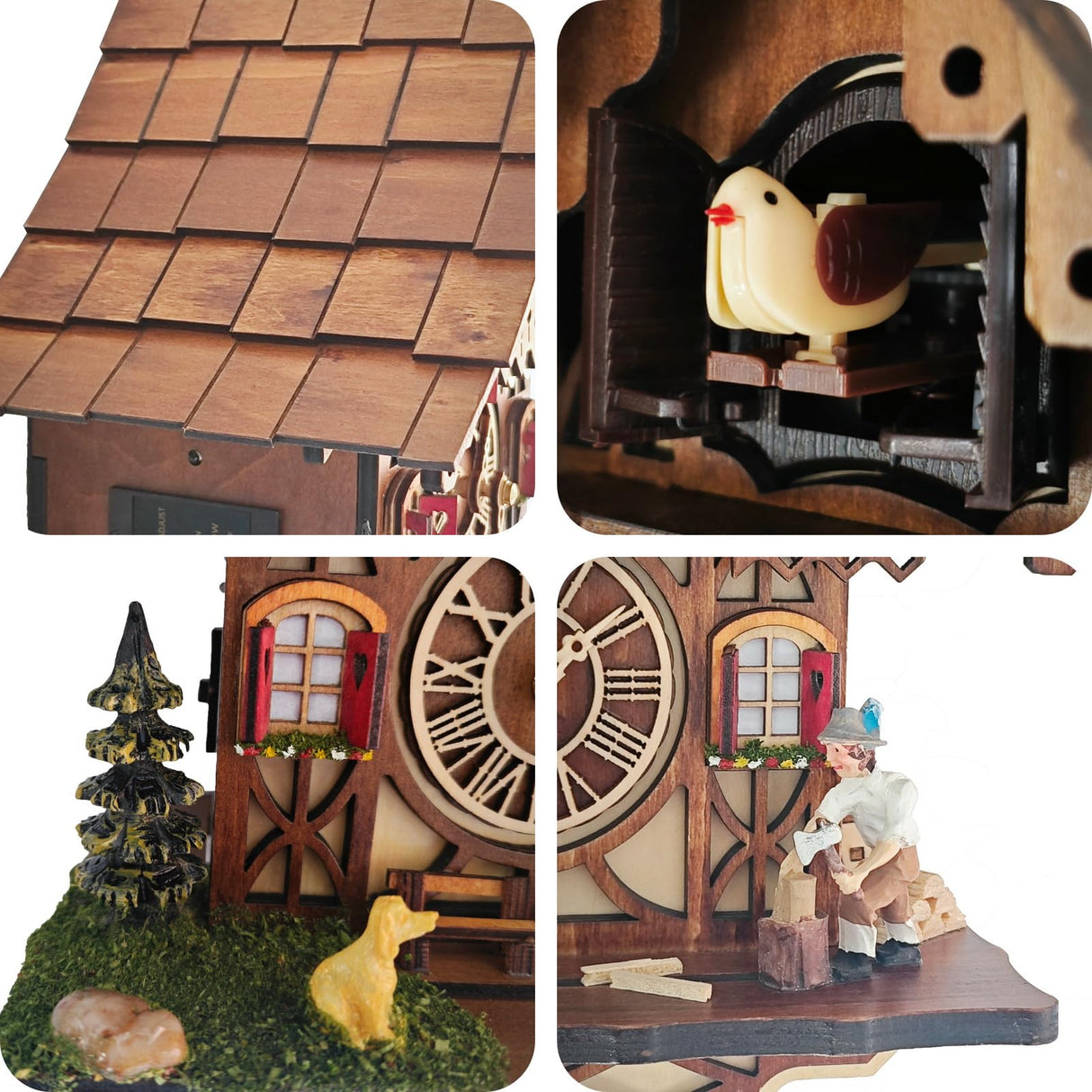 HUGE HAPPINESS Cuckoo Clock for Wall Art: 12 Melodies, Volume Control, Night Mode, Germany Style Black Forest Retro Traditional Handcrafted Wooden House Home Decor, Gifts for Family (8.75 X 23inch) HUGE HAPPINESS