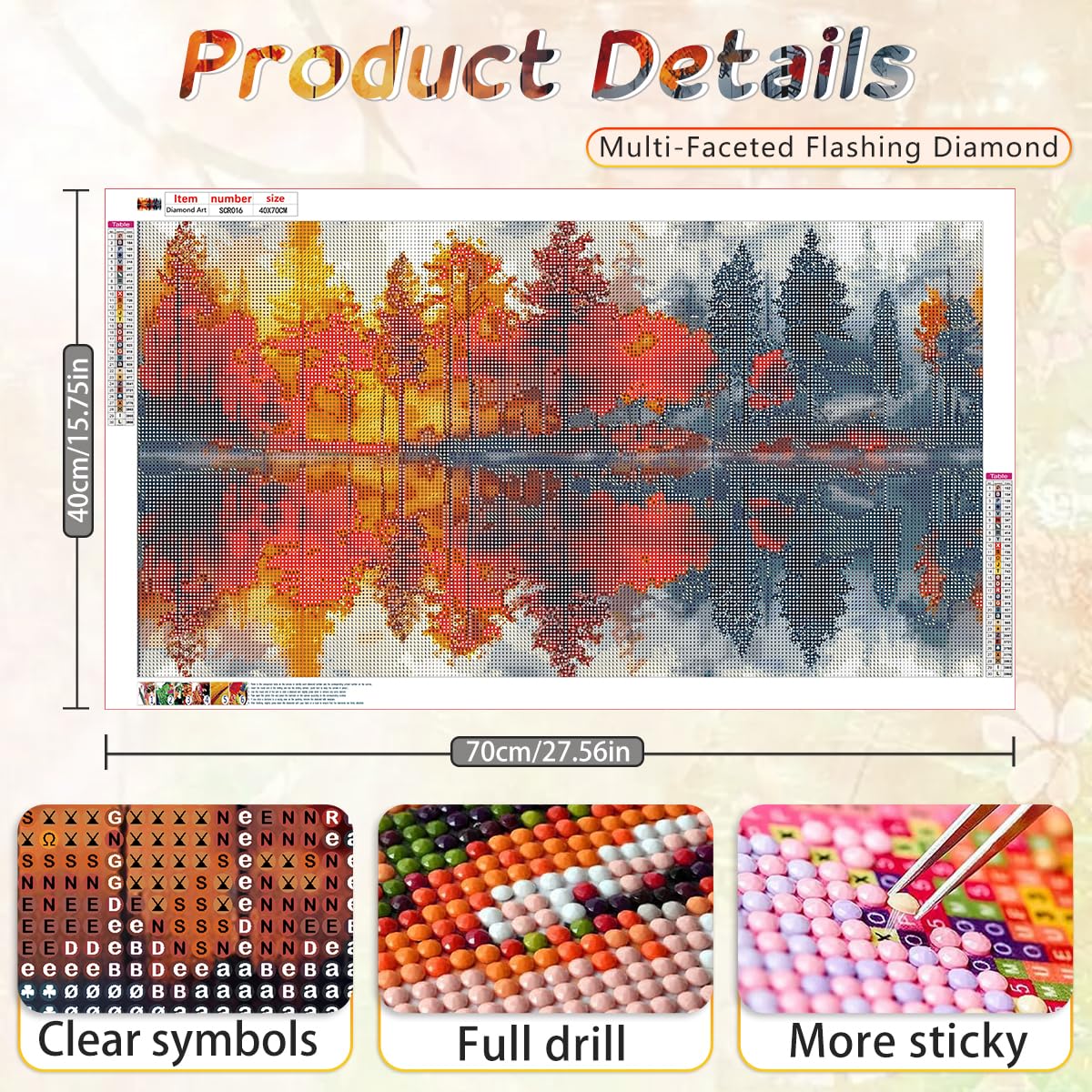 Ohhvvow 5D Lake & Forest Reflection Large Diamond Art Kit for Adults, 27.5x15.7 Inch Large Landscape Diamond Painting with Numbered Canvas, DIY Full Drill Gem Craft Kits, Serene Gift for Beginners Ohhvvow
