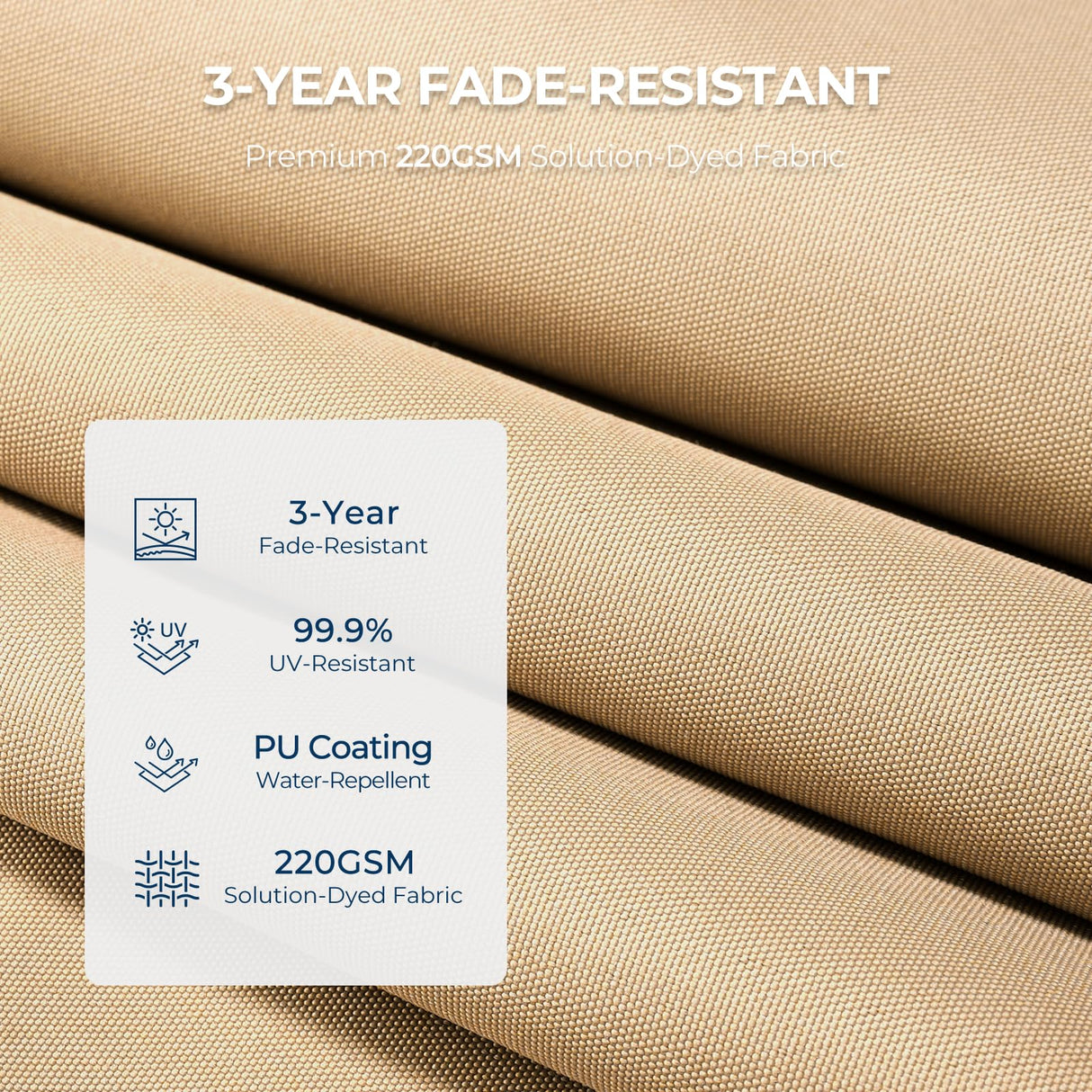 HOMSHADE 10ft Solar Patio Umbrella - Solar Lights LED Lighted Outdoor Market Table Umbrella, UPF50+ UV Protection with Push Button Tilt, Crank for Pool Deck and Garden (Beige) HOMSHADE