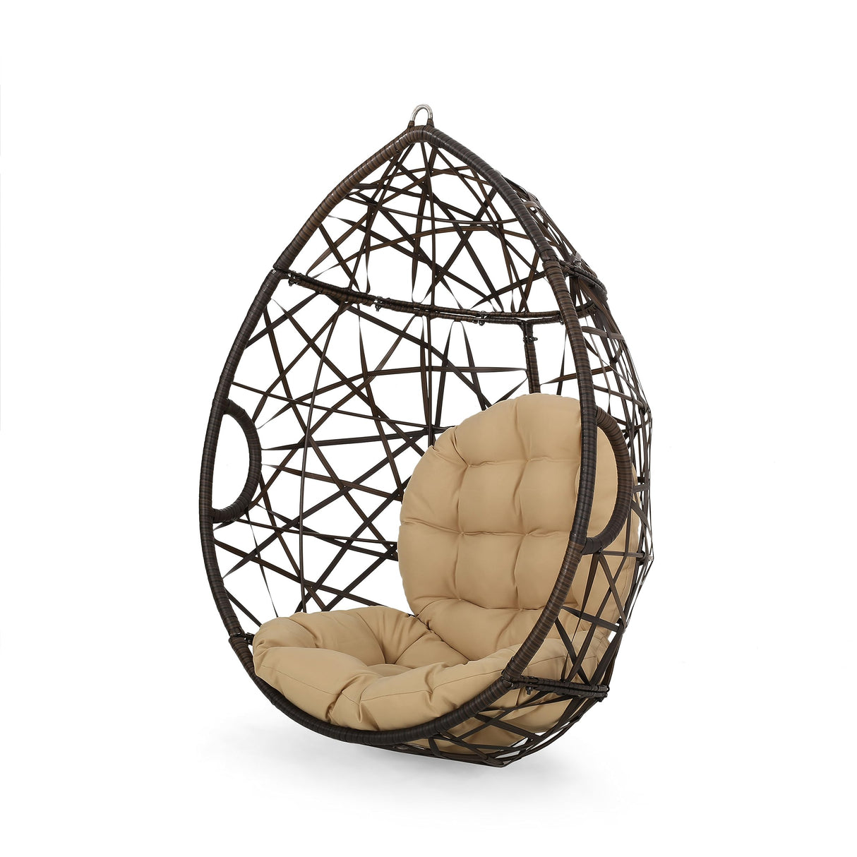 Christopher Knight Home Isaiah Indoor/Outdoor Wicker Tear Drop Hanging Chair (Stand Not Included), Multi-Brown and Tan Christopher Knight Home