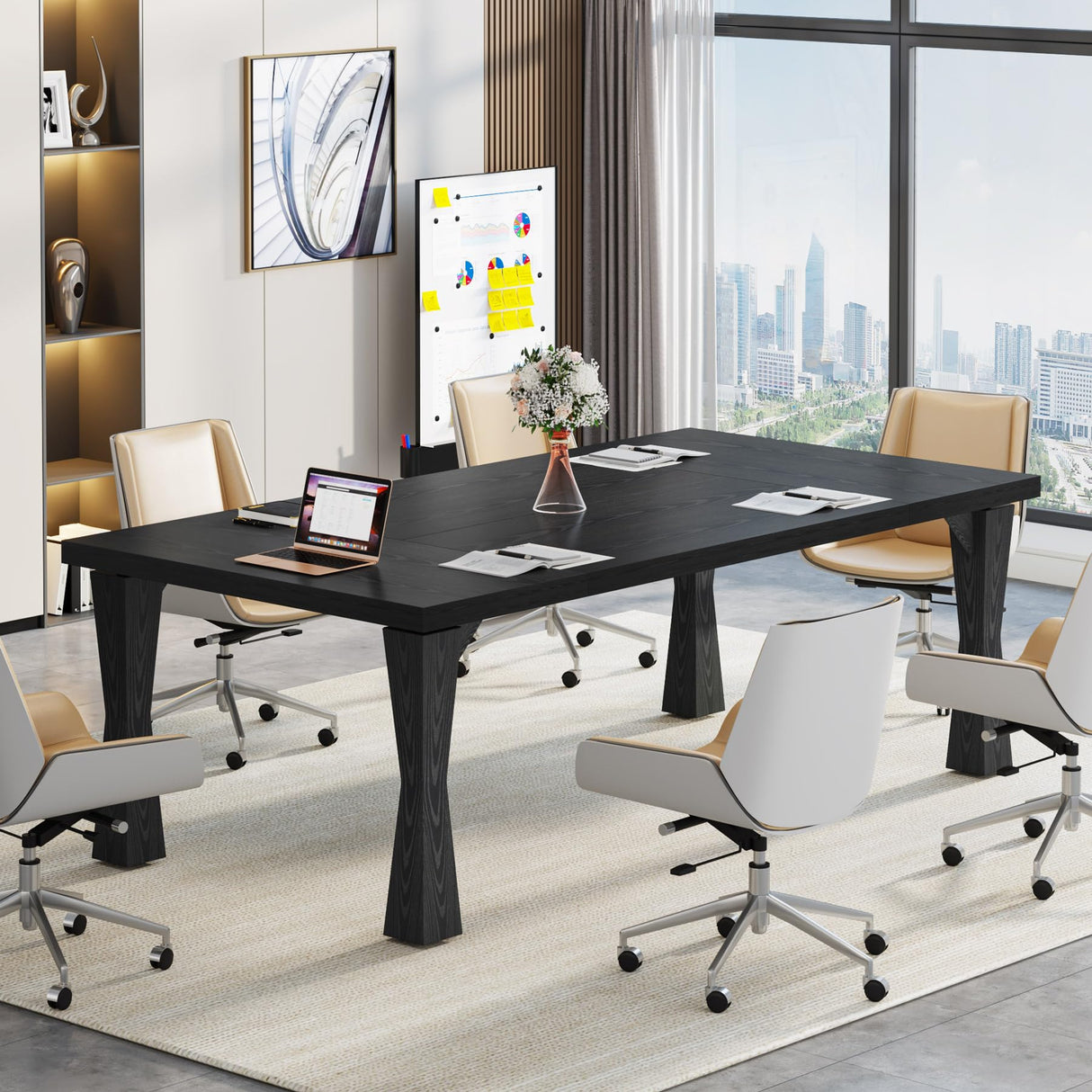 Tribesigns Executive Desk, 71" W x 35" D Large Office Desk, Modern Computer Desk Conference Table Meeting Room Table, Business Furniture for Home Office, Black Tribesigns