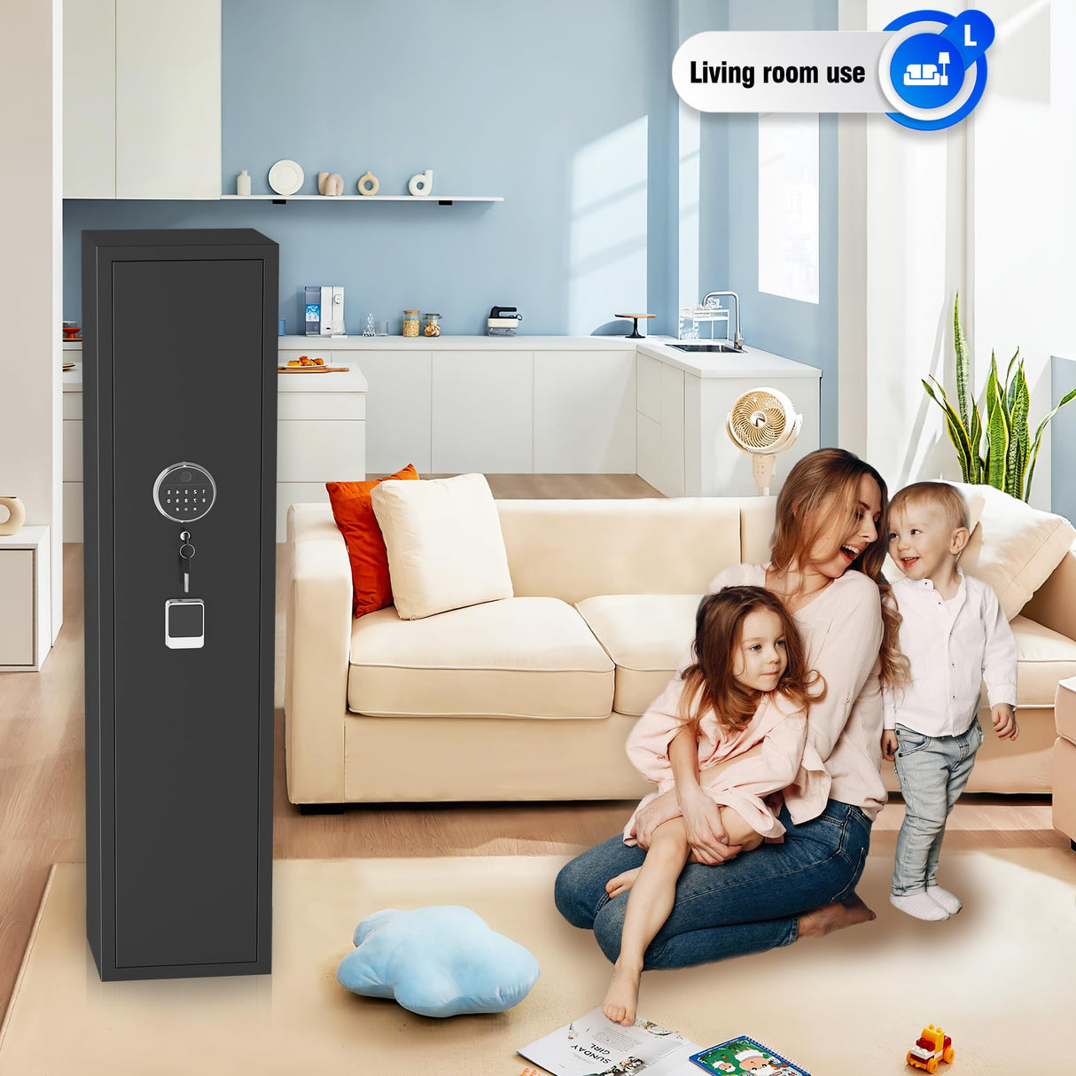 PRESTELION 3-5 Gun Safe,Adjustable Bracket and Biometric Lock,Heavy Duty Gun Safe for Rifles and Shotguns,Money and Valuables PRESTELION