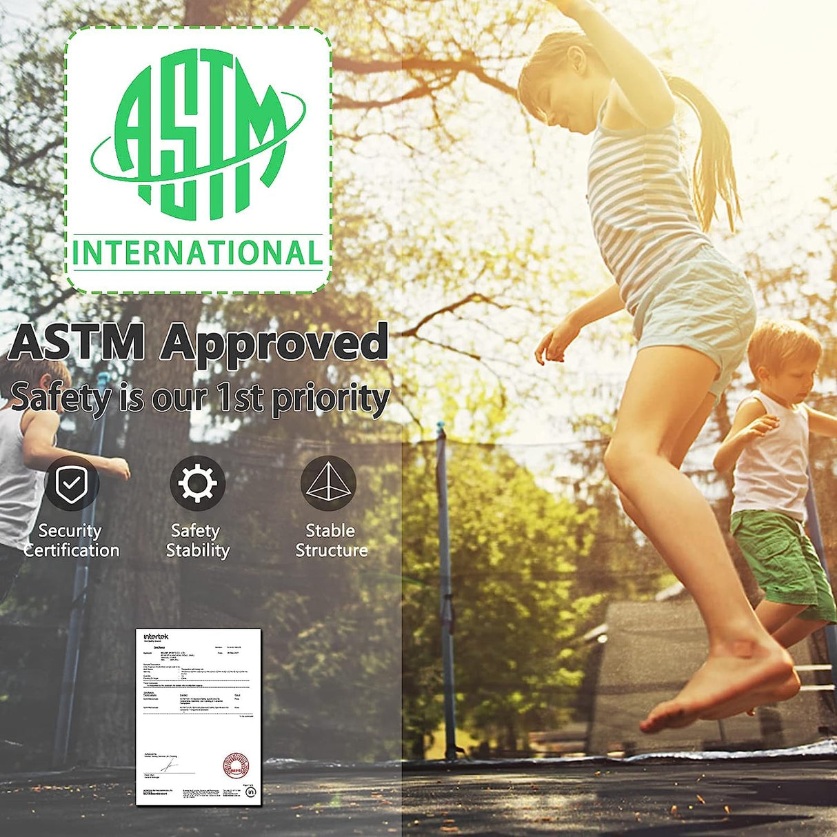 Lyromix Upgraded 12FT Trampoline for Kids and Adults, Large Outdoor Trampoline with Stakes, Light, Sprinkler, Basketball Hoop and Net, Capacity for 5-8 Kids and Adults Lyromix