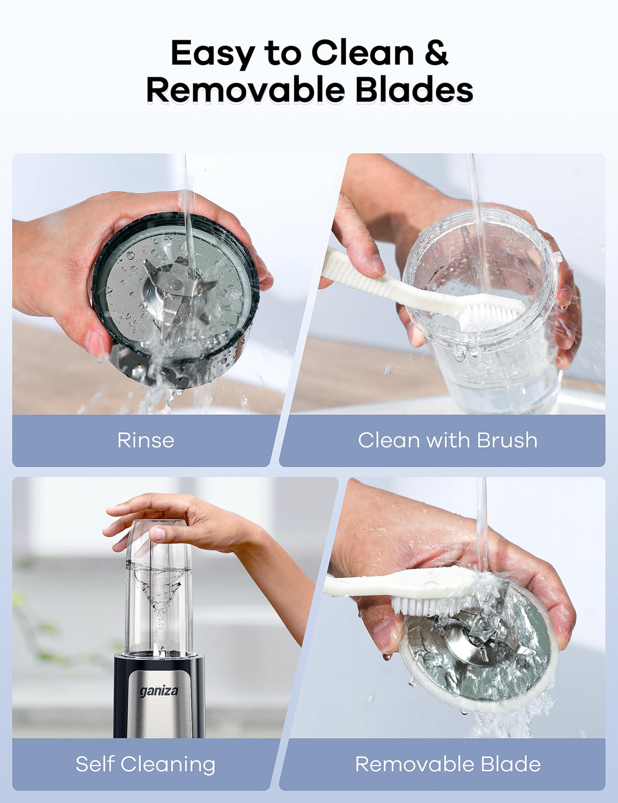 Ganiza Blender for Smoothies, 14Pcs Personal Blender for Shake and Smoothies for Kitchen with 3 Portable Blender Cups (1x24oz & 2X17oz), Single Serve Smoothie Maker, Nutritious Recipe Smoothie Blender Ganiza