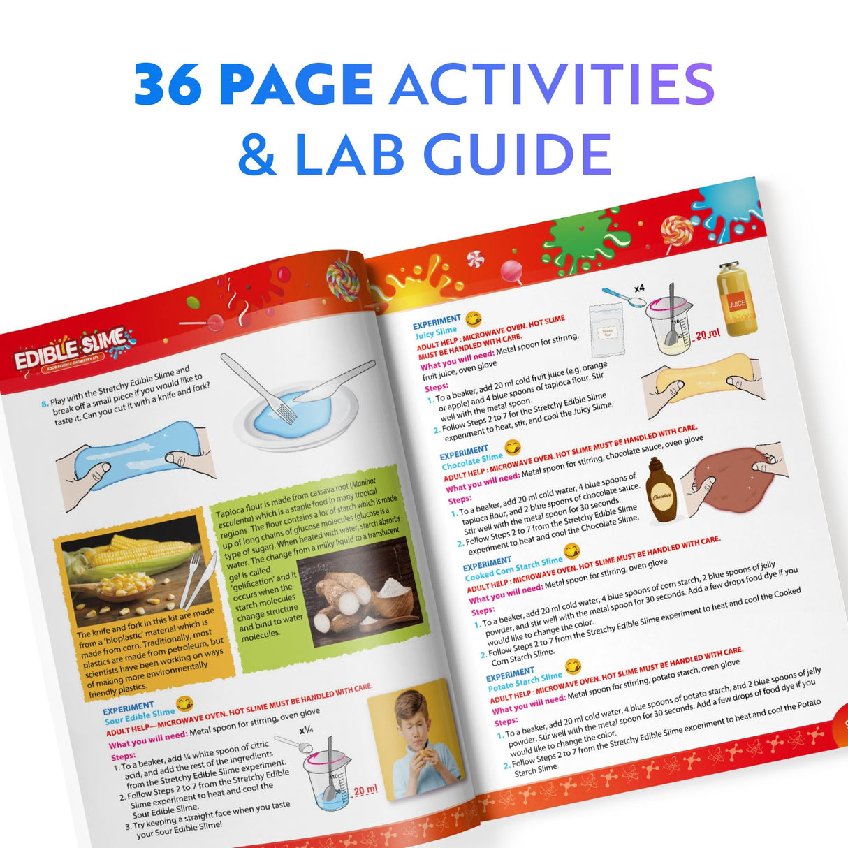 Playz Edible Slime Candy Making Science Kit for Kids Ages 8-12 Years Old - Food Science Chemistry Kid Science Kit with 25 Experiments to Make Slime Chocolates, Educational Science Kits for Boy & Girls Playz