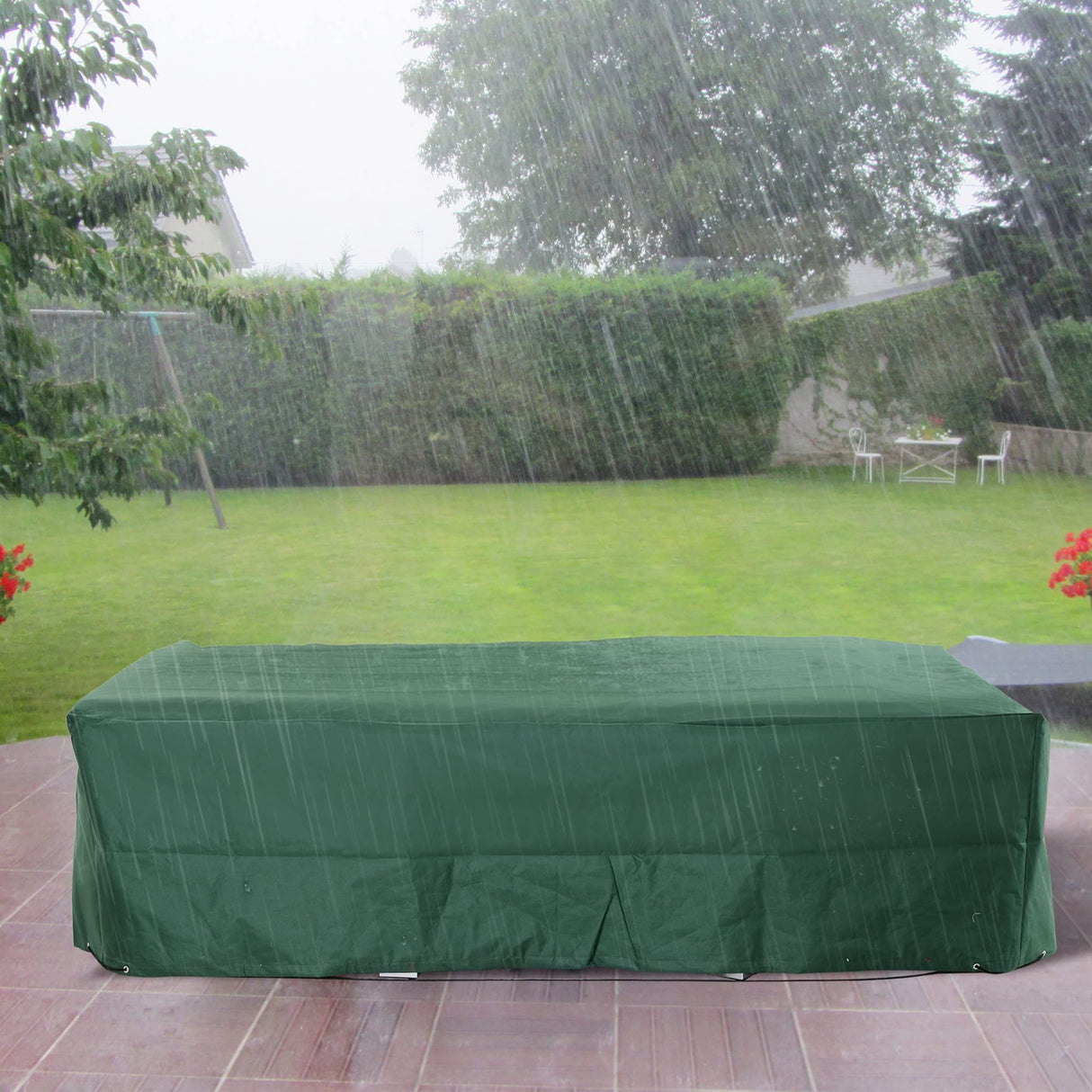 Outsunny 97" x 65" x 26" Heavy Duty Outdoor Sectional Sofa Cover, Waterproof Patio Furniture Cover for Weather Protection, Dark Green Outsunny